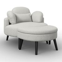 Kreslo s taburetkou BIANCA, sivá ženilka, max. 150 kg - sivá/prírodná farba, Modern, drevo/textil (109/83/148cm) - Bessagi Home