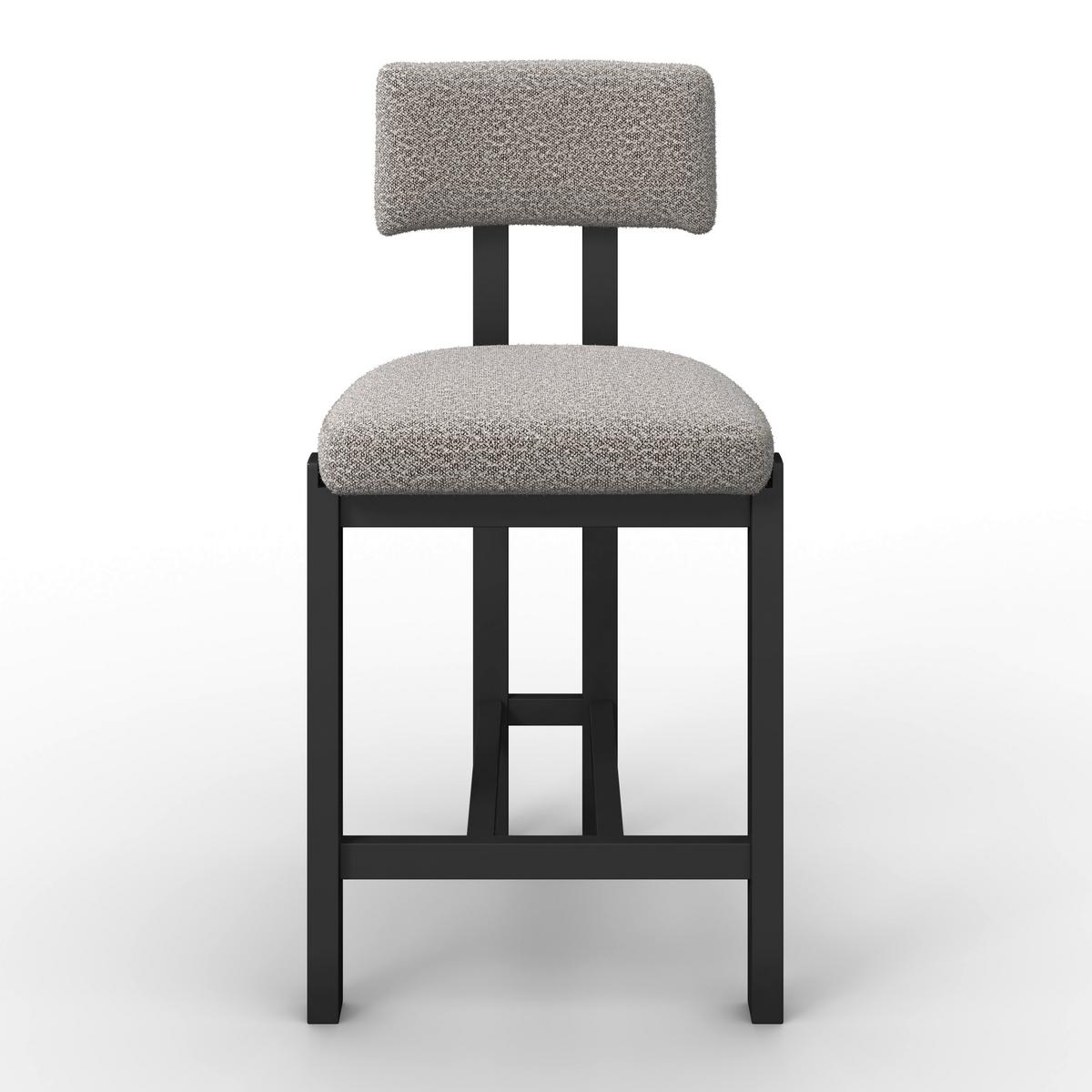 BAROVÁ STOLIČKA JONNA - čierna/svetlosivá, Modern, drevo/textil (51/102/54cm) - Bessagi Home