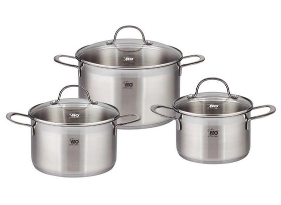Kochtopfset Topfset Top Collection 6 Tlg - Silberfarben, Basics, Glas/Metall - ELO Kochtopfset Topfset Top Collection 6 Tlg - Silberfarben, Basics, Glas/Metall - ELO