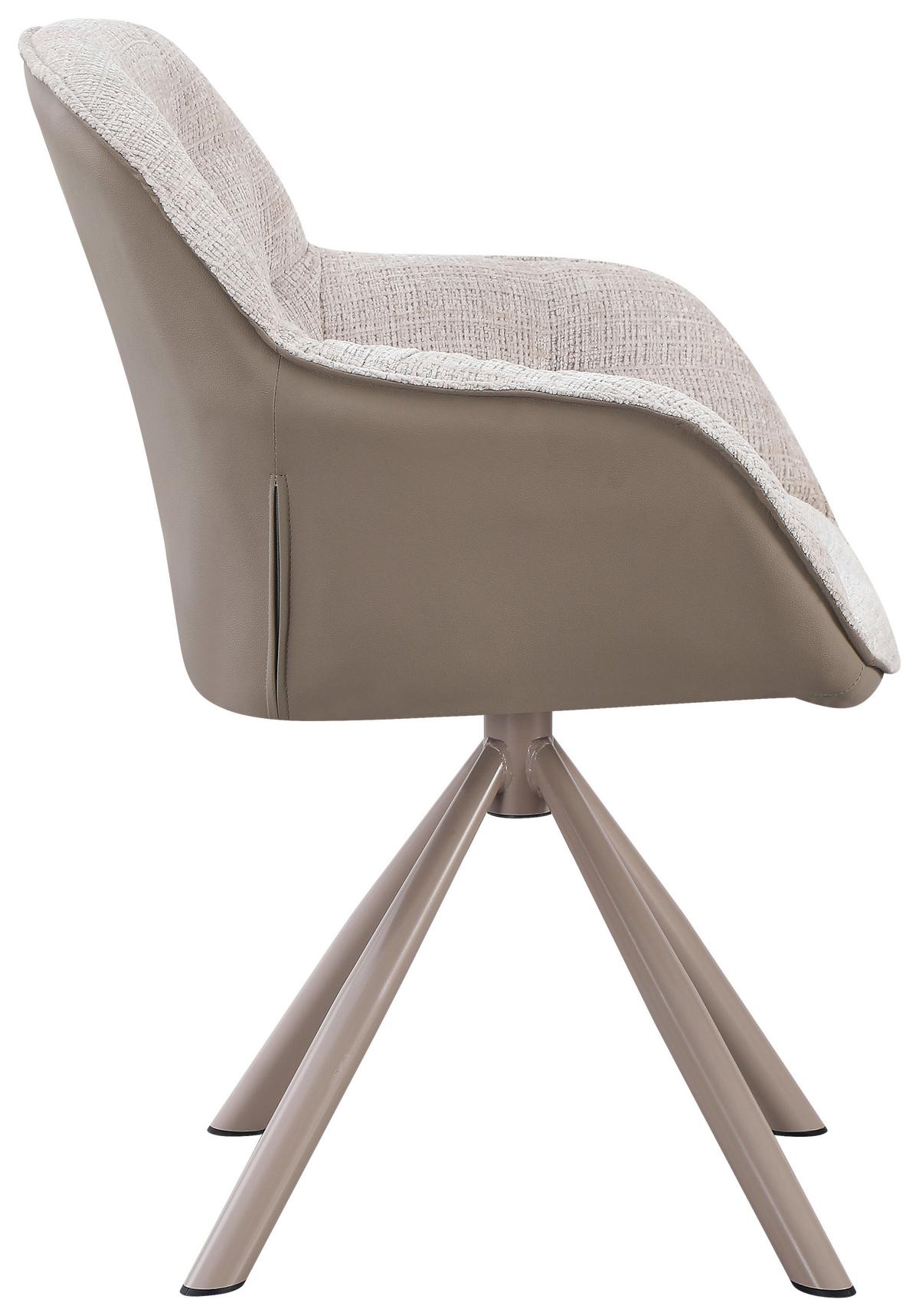 Stolička s podrúčkami Eileen sivá/béžová - sivá/béžová, Modern, kov/textil (62/85/61cm) - Mömax