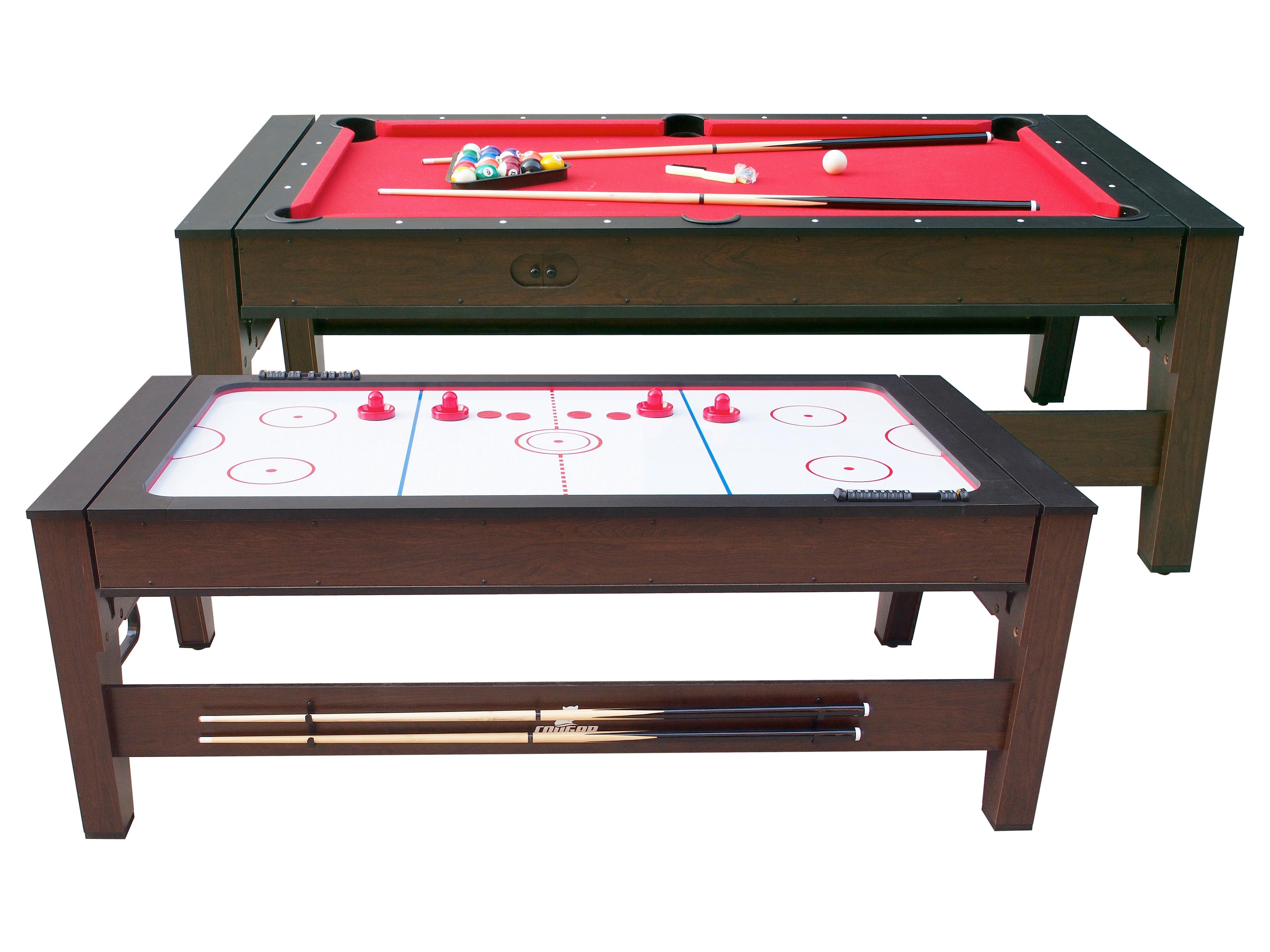 Multi-Spieltisch Reverso Pool+ Airhockey, Braun/Rot/Weiß
