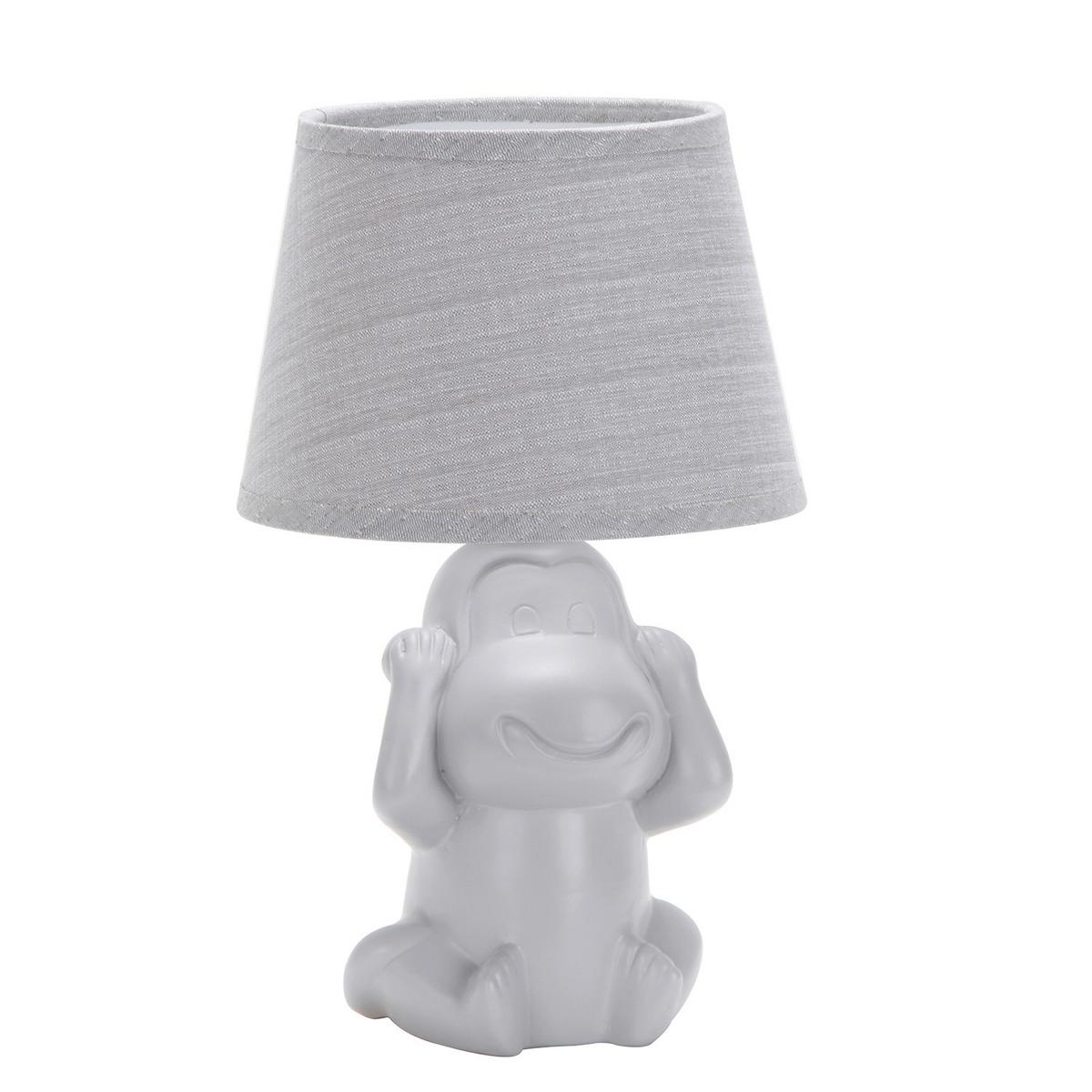 Kindertischleuchte Grau D: 17 cm 6w - Grau, Trend, Keramik/Textil (17/28cm)