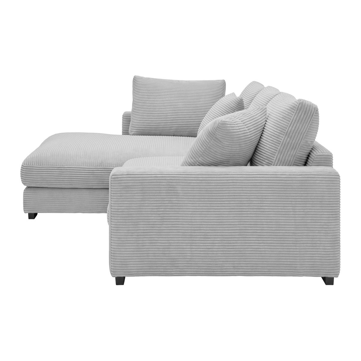 Rohová sedačka PEDRO, levá, světle šedý manšestr - černá/světle šedá, Moderní, textil/plast (190/300cm) - Mömax