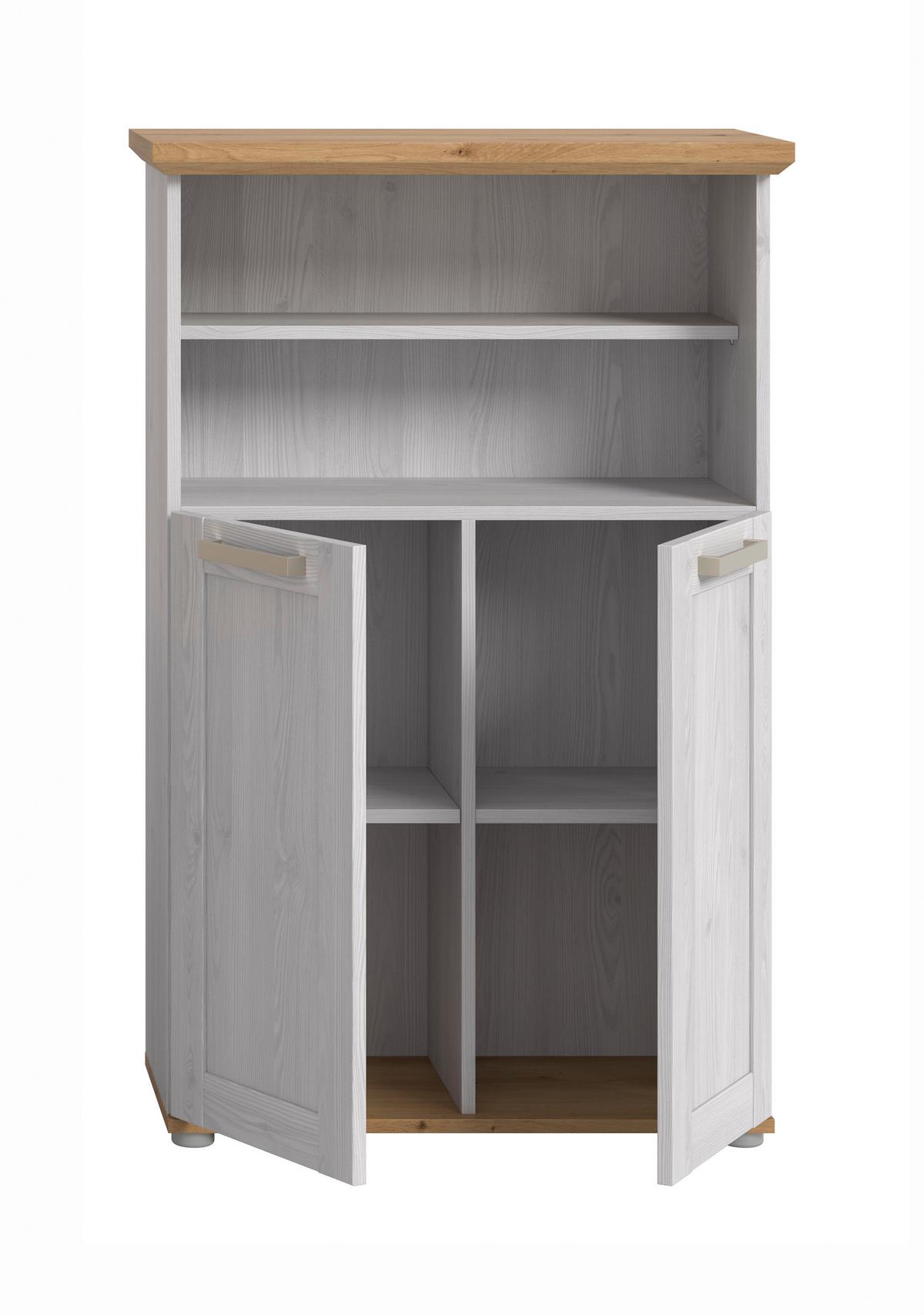 Midischrank Verona Eiche Dekor /Lärchefarben B: 74cm - Silberfarben/Lärchefarben, Trend, Holzwerkstoff (74/116/34cm) - MID.YOU