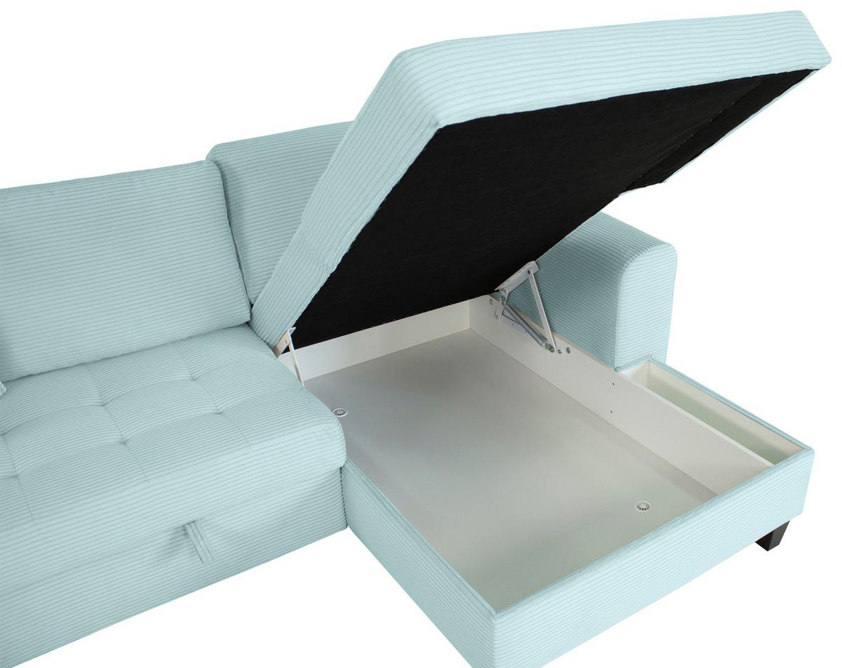 Ecksofa Moritz Graugrün S: ca. 265x155 cm - Salbeigrün, Trend, Textil (265/155cm)