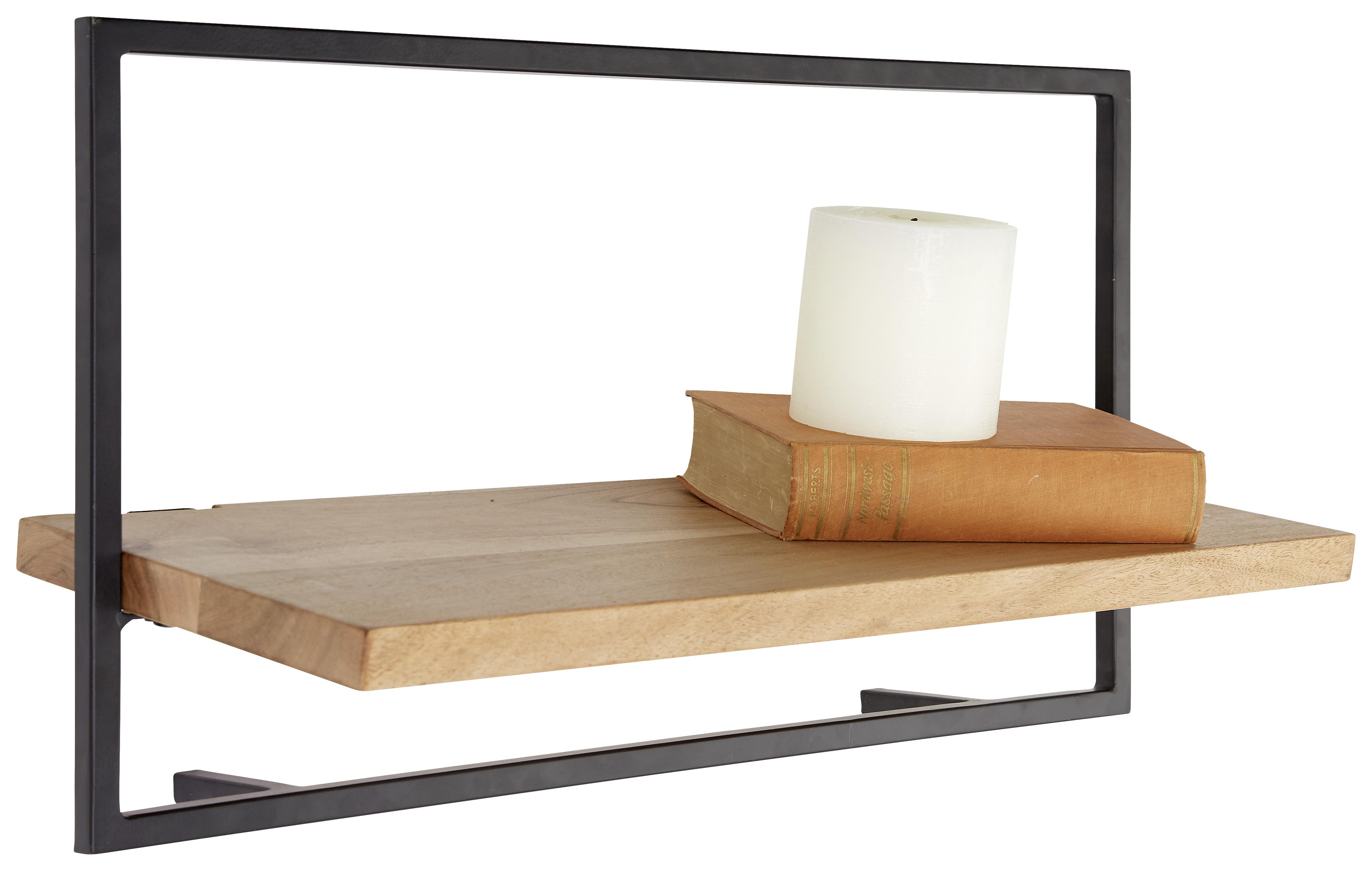NÁSTĚNNÝ REGÁL ALIA -SB- - černá/barvy akácie, Moderní, kov/dřevo (65/35/25cm) - Mömax