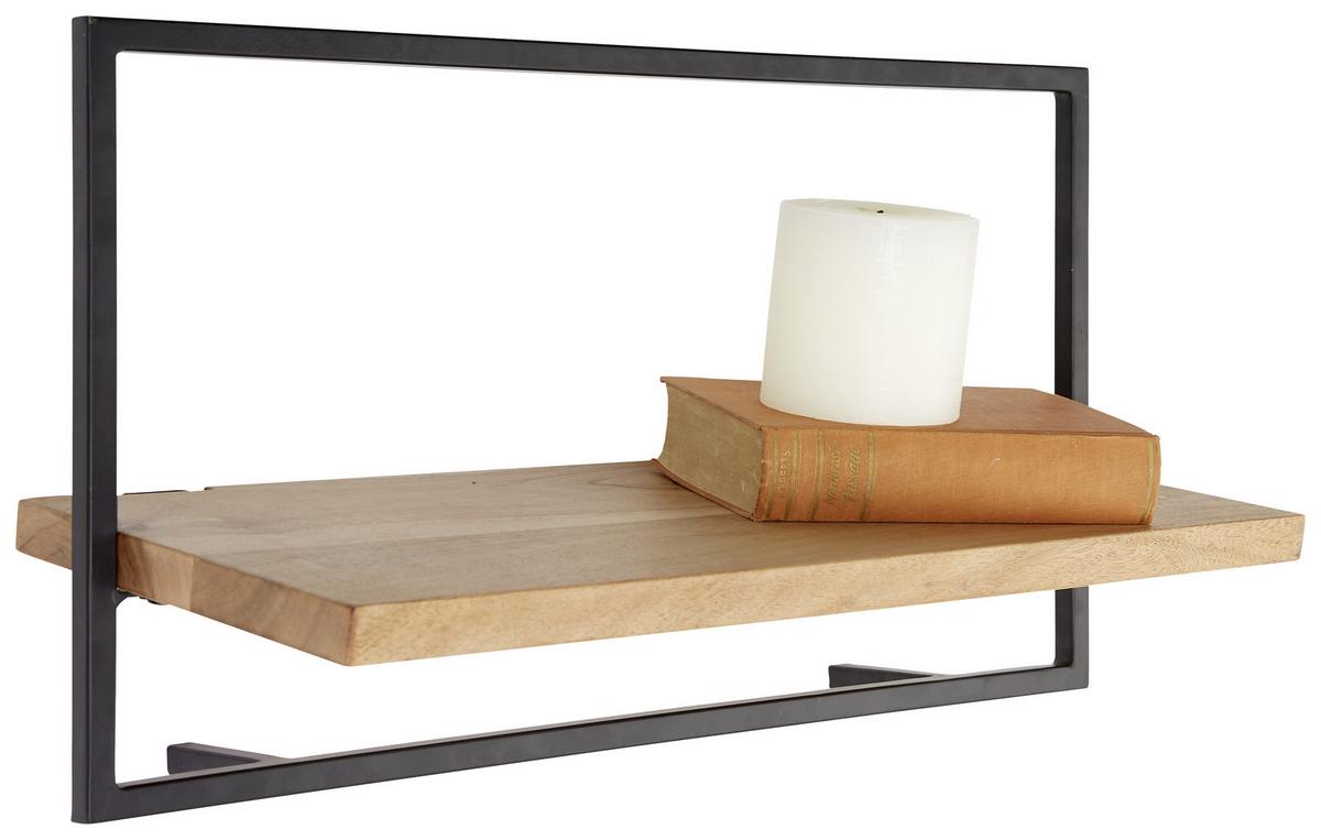 NÁSTENNÝ REGÁL ALIA -SB- - čierna/farba akácie, Modern, kov/drevo (65/35/25cm) - Mömax