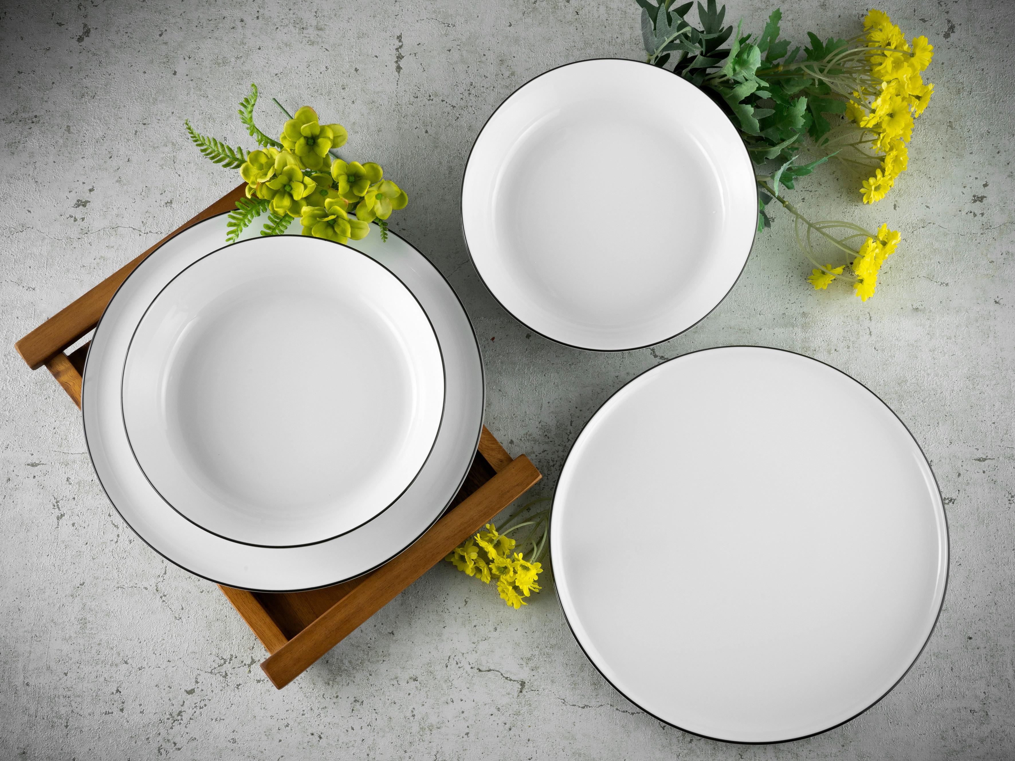 Tafelservice Chef Collection 12--Teilig., Schwarz, Weiß - Schwarz/Weiß, Basics, Keramik - Creatable