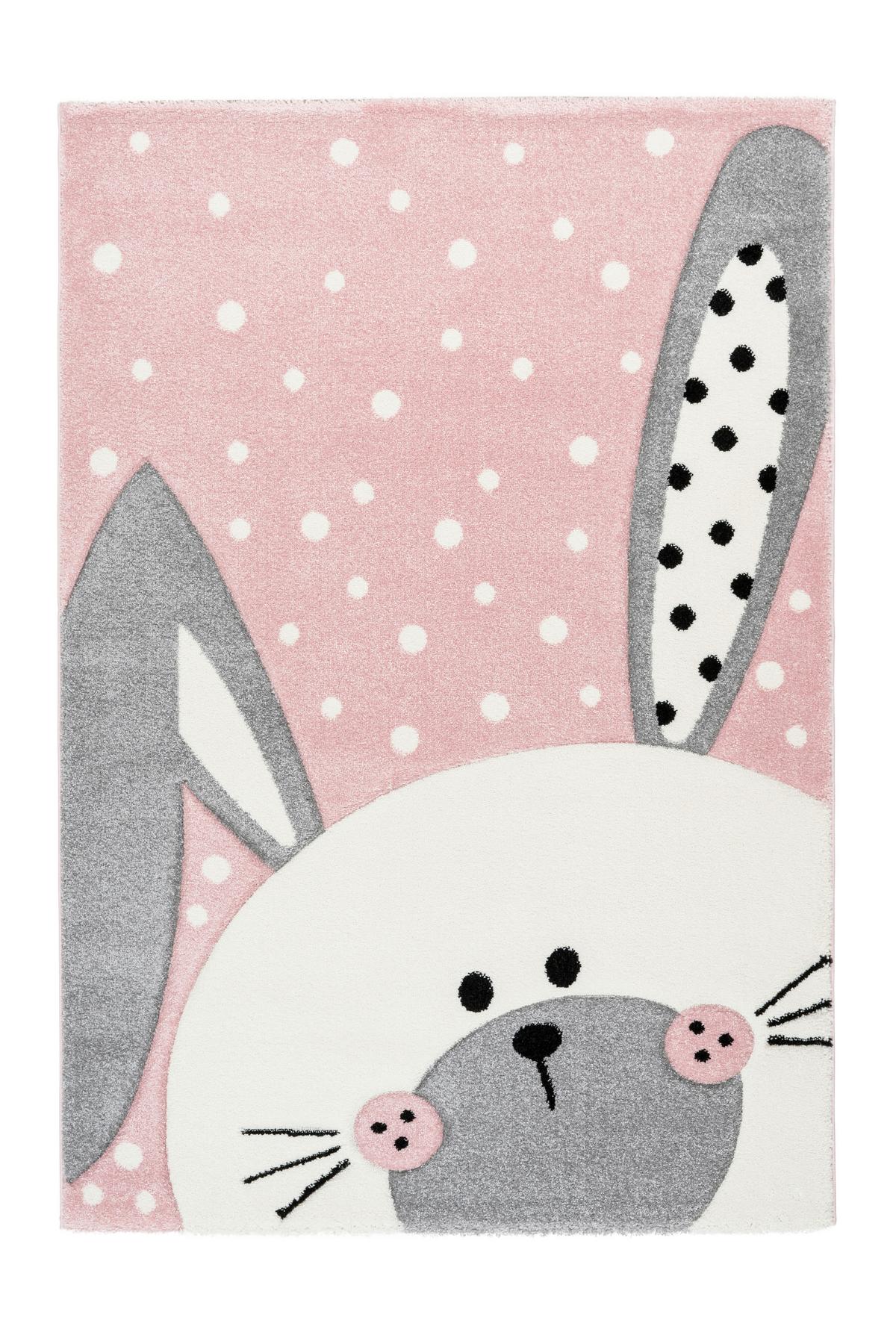 Kinderteppich Hase Rosa Caiguna 120x170 cm - Rosa, Trend, Kunststoff (120/170cm) - Kayoom