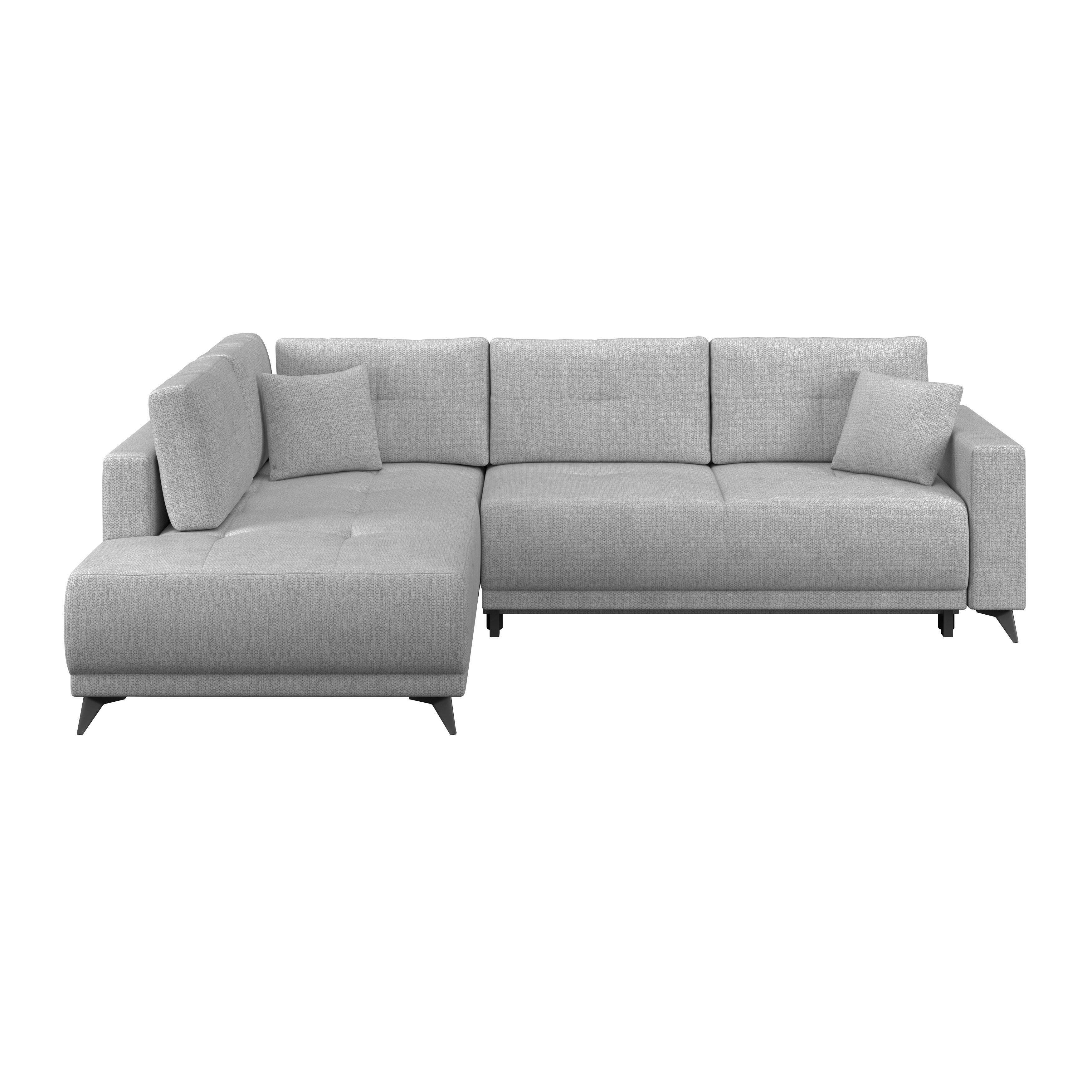 Rohová sedačka TEXAS, ľavá, sivá - čierna/sivá, Konventionell, drevo (203/259cm) - Based
