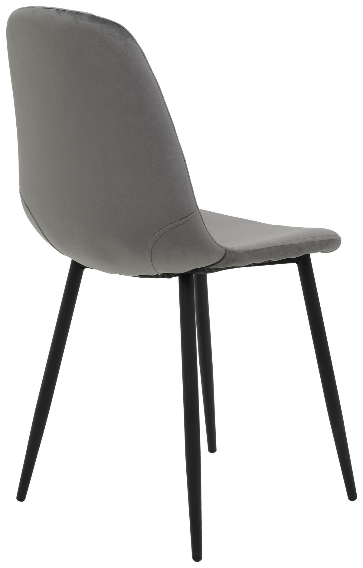 Schalenstuhl Mira Grau Samt Gepolstert - Schwarz/Grau, Basics, Textil/Metall (44/89/53,5cm) - MID.YOU
