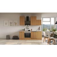 Küchenzeile Nano M. Geräten 220 Cm Creme/buche Dekor - Beige/Buchefarben, MODERN, Holzwerkstoff (220cm) - FlexWell