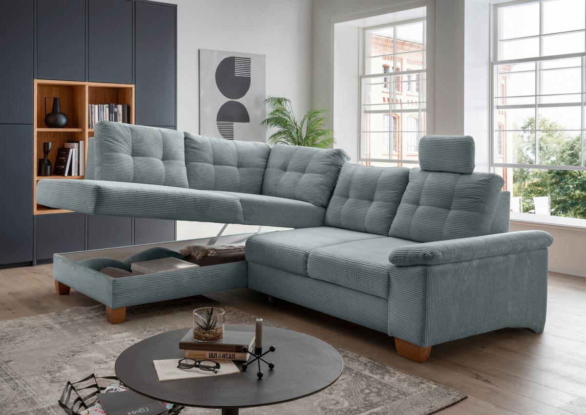 Ecksofa Brizzini Hellblau S: 206x274 Cm - Naturfarben/Hellblau, MODERN, Textil (206/274cm) - Livetastic