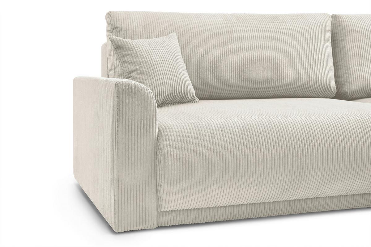 Rohová sedačka KIM L146, oboustranná, krémový manšestr - krémová, Moderní, dřevo (233/146cm)