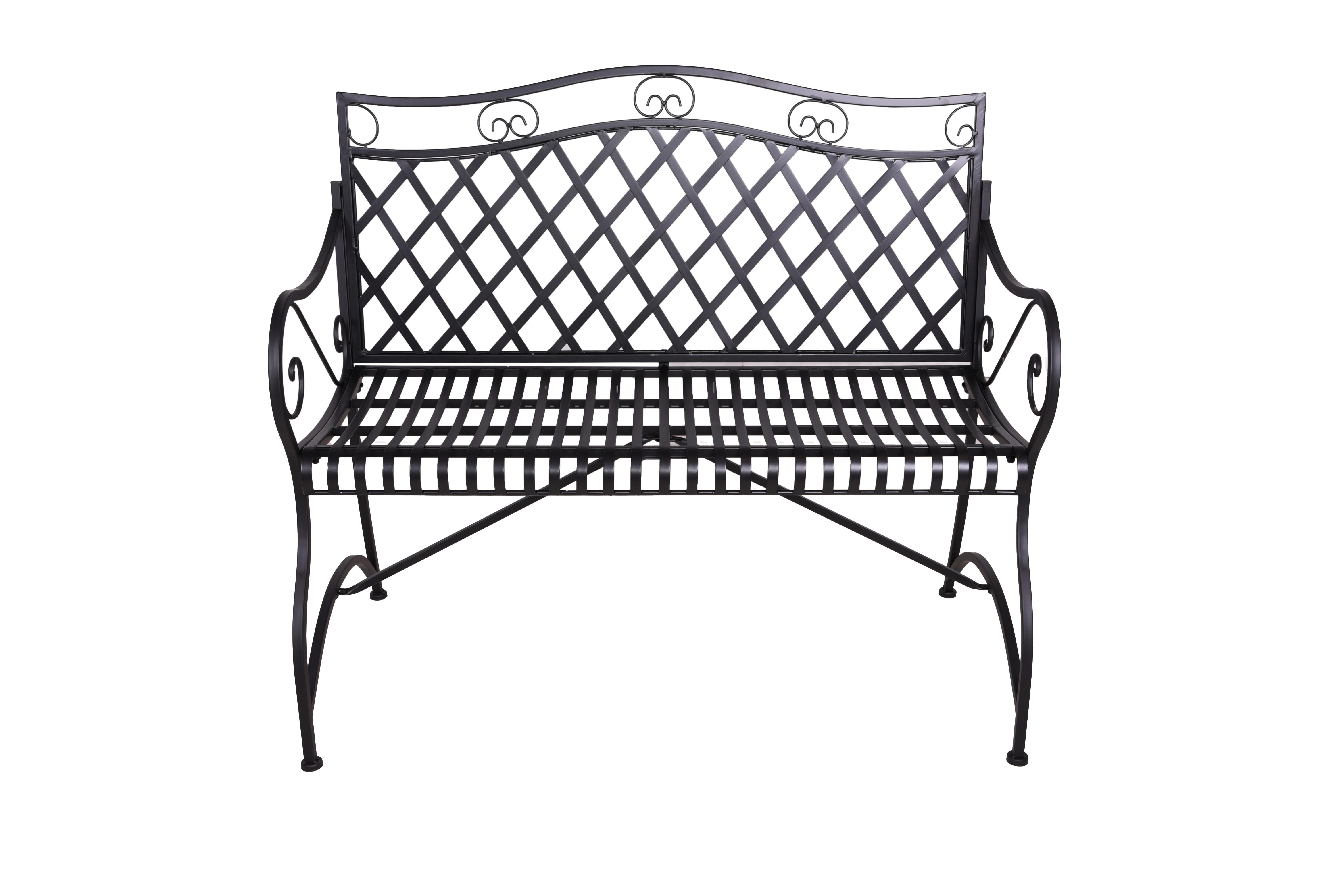 Gartenbank Edelstahl 2-Sitzer Porak - Schwarz, LIFESTYLE, Metall (115,5/97/60cm)