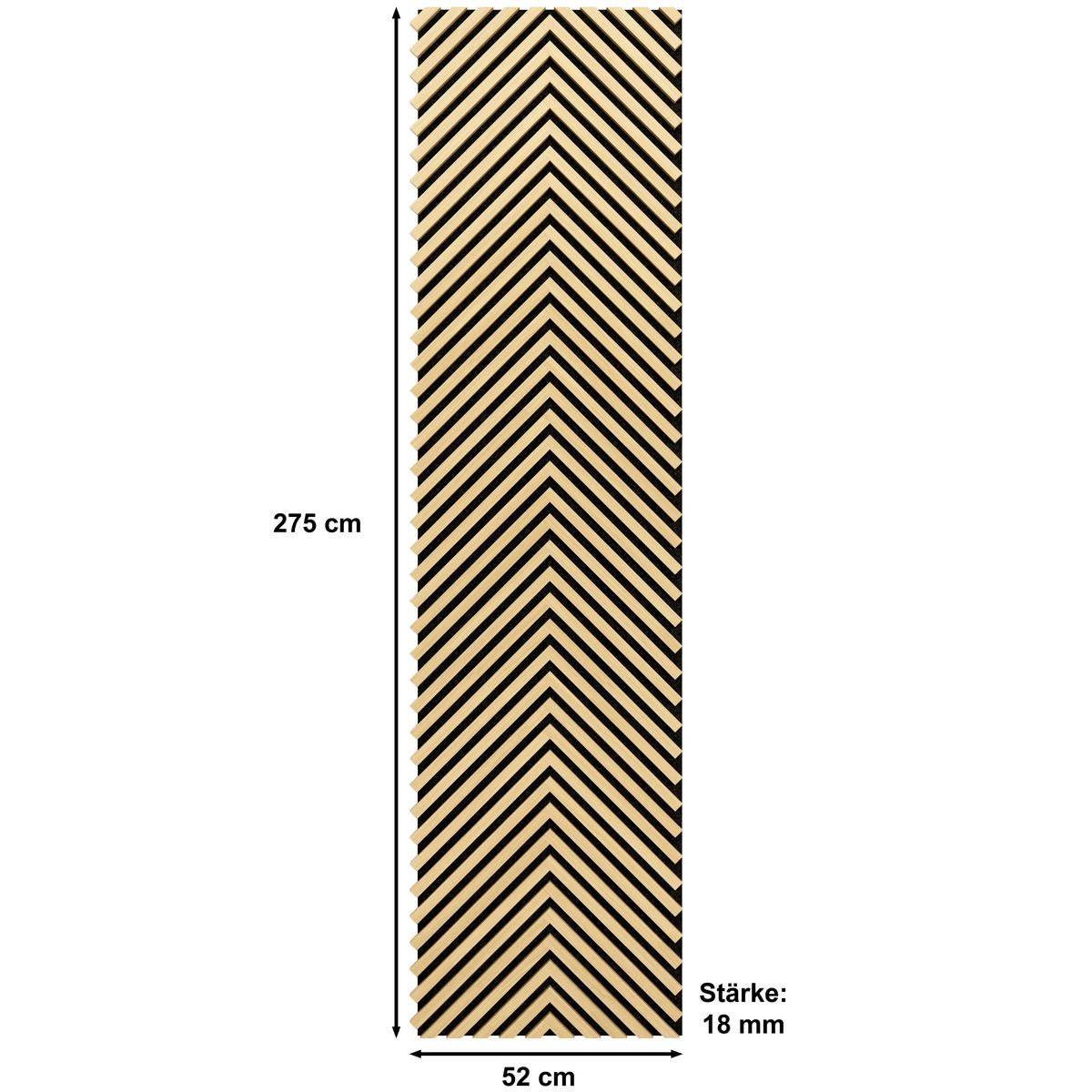 Akustikpaneel Sonido Herringbone - Hellbraun/Eichefarben, Basics, Holzwerkstoff/Kunststoff (275/52/1.8cm) - Novel