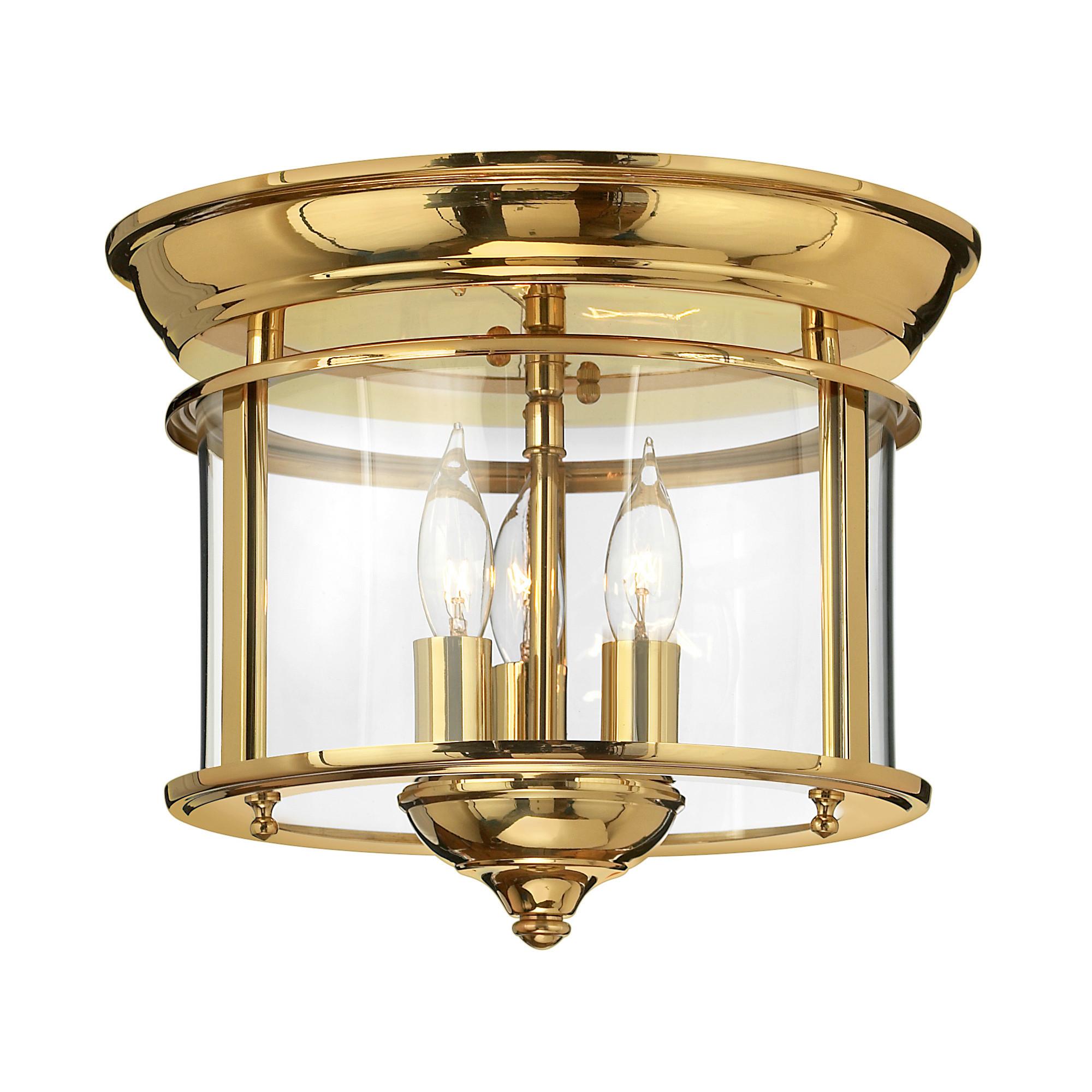 Deckenleuchte Gentry Ø 29 Cm 3-Flammig - Messingfarben, Natur, Glas/Metall (29/24.4cm) - Elstead Lighting
