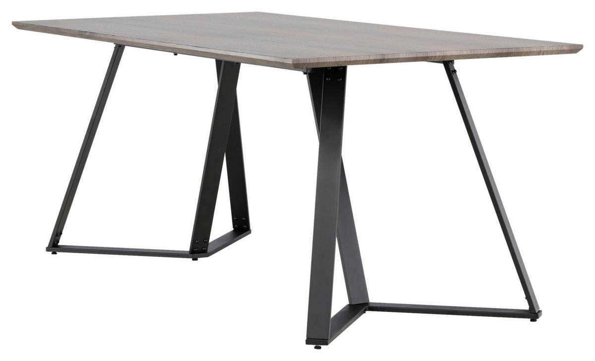 Esstisch Marina - Schwarz/Grau, Design, Holzwerkstoff/Metall (180/90/75cm) - Livetastic