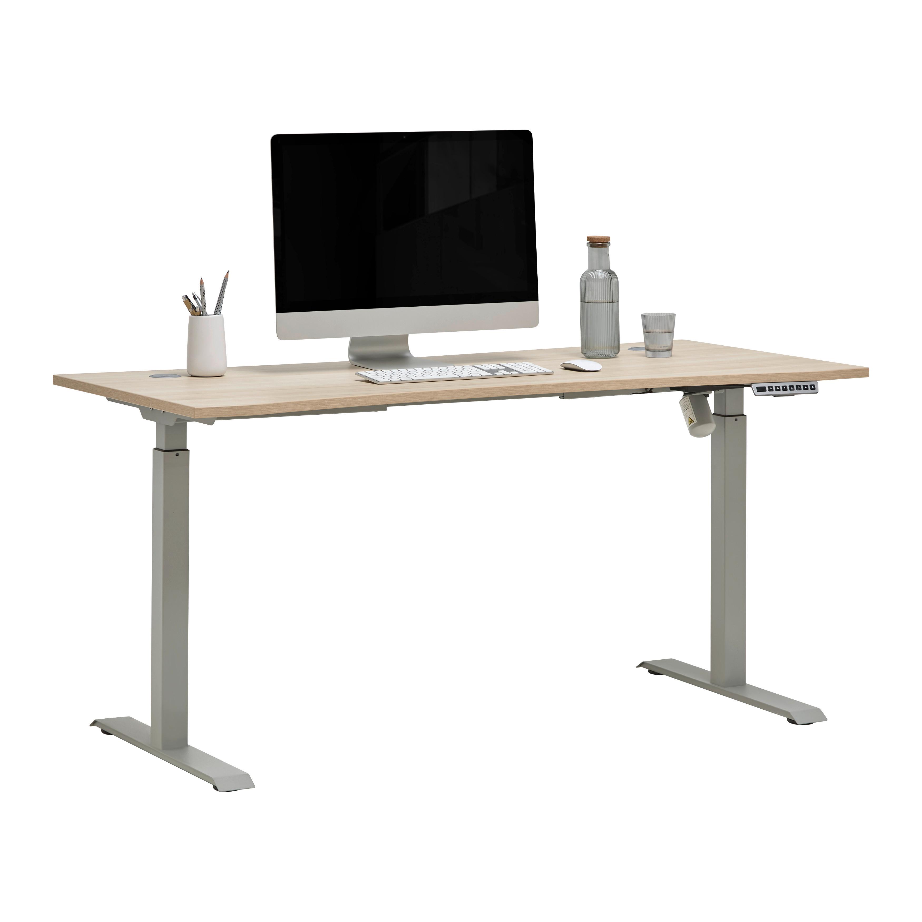 PÍSACÍ STÔL SIENA - farba duba/strieborná, Modern, kompozitné drevo (160/72/77cm) - Mömax