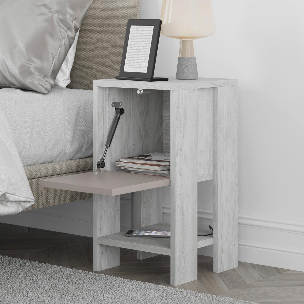Nočný stolík EMA béžový - béžová, Design, kompozitné drevo (30/55/30cm) - Livetastic