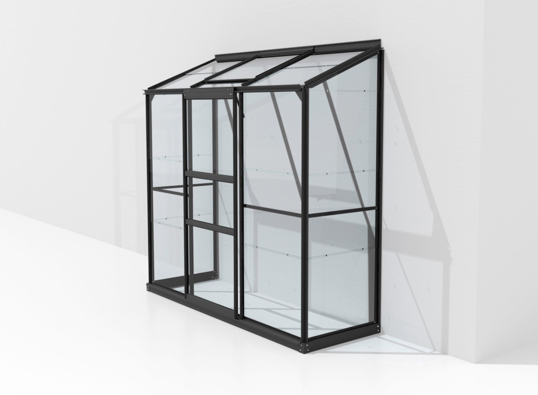 ANLEHN-GEWÄCHSHAUSBAUSATZ IDA 1300 ESG3MM, SCHWARZ - Schwarz, Basics, Glas/Metall (192,8/182,3/68,8cm)