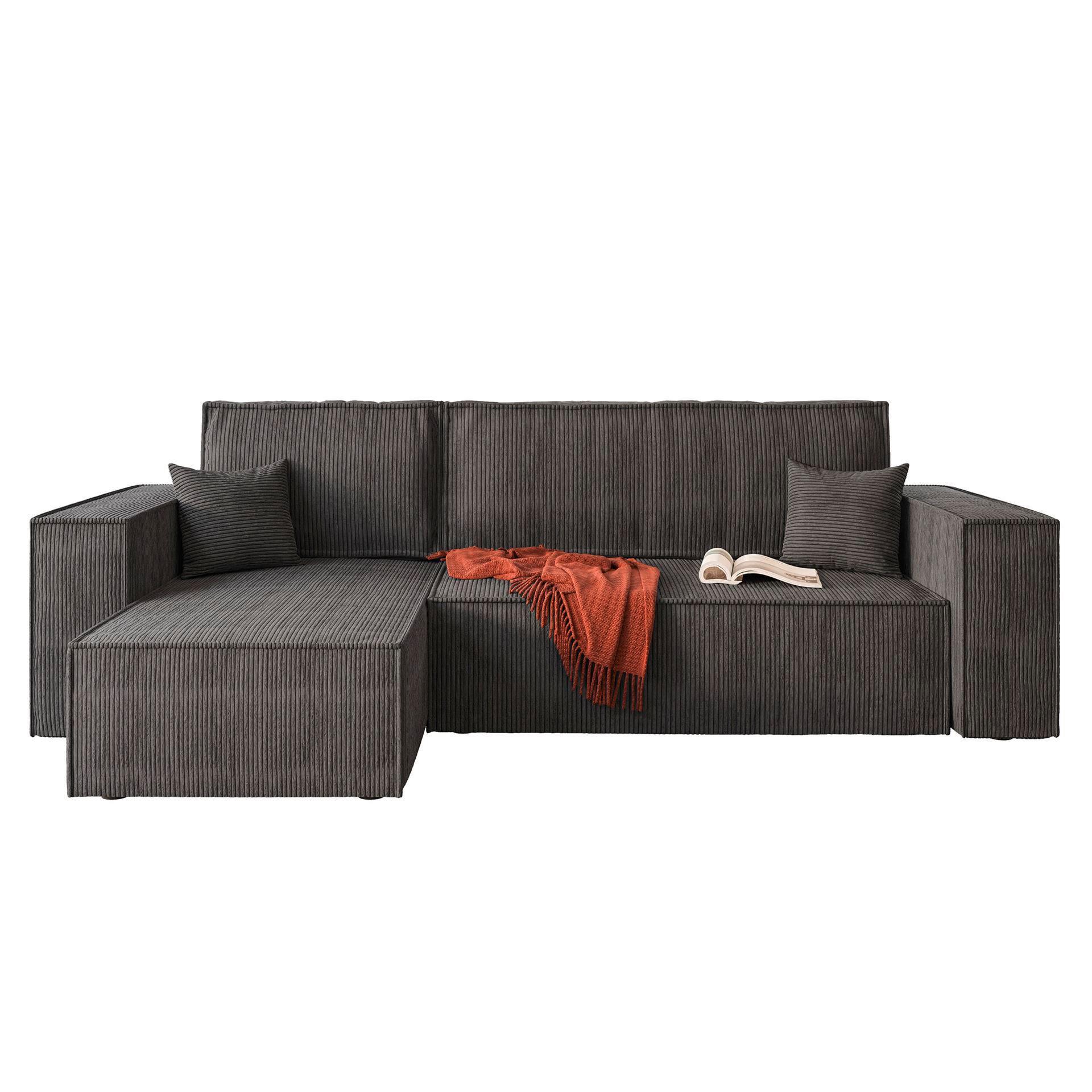 Ecksofa Carlos L - Dunkelgrau, Design, Textil (142/246cm) - P & B