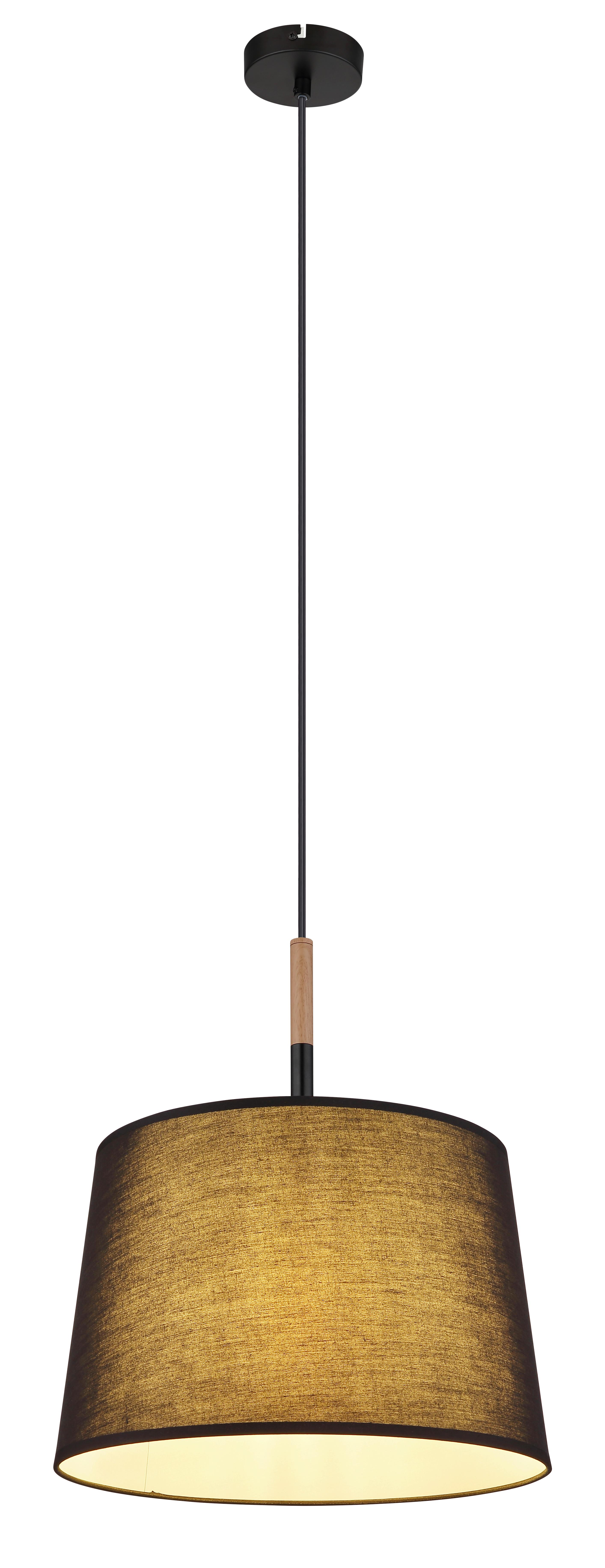 Hängeleuchte 21629h - Schwarz/Naturfarben, Basics, Holz/Textil (38/120cm) - Globo