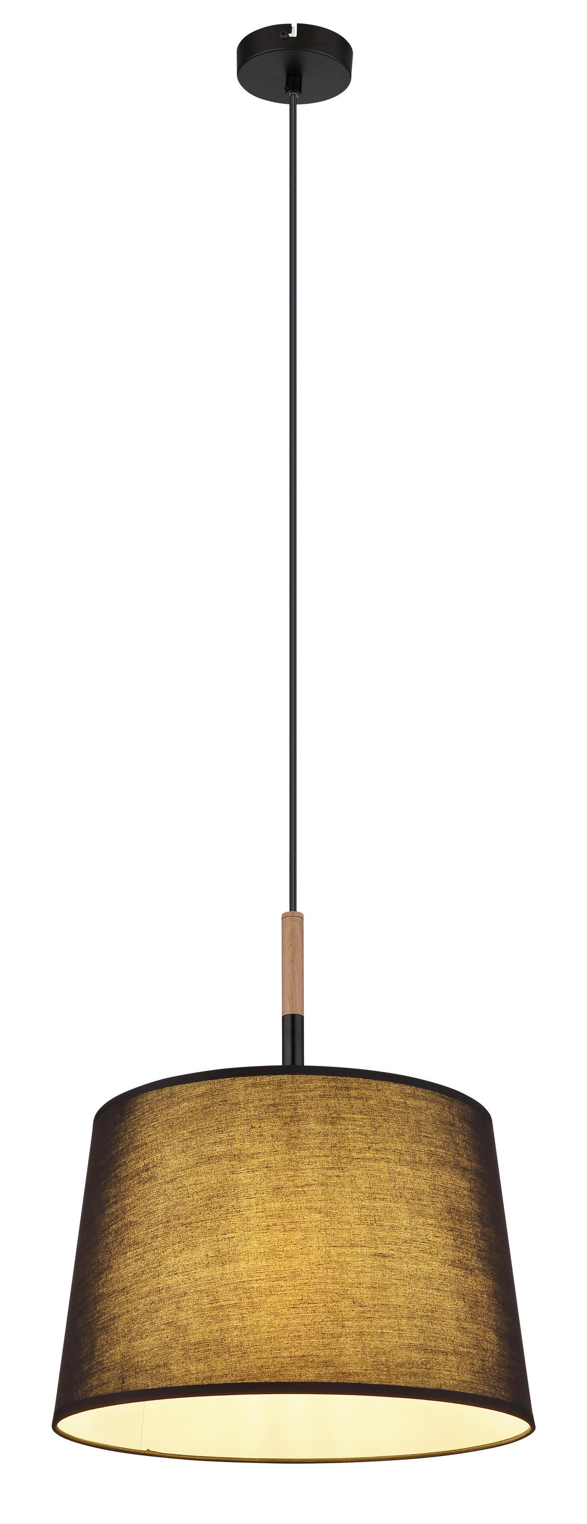 Hängeleuchte 21629h - Schwarz/Naturfarben, Basics, Holz/Textil (38/120cm) - Globo