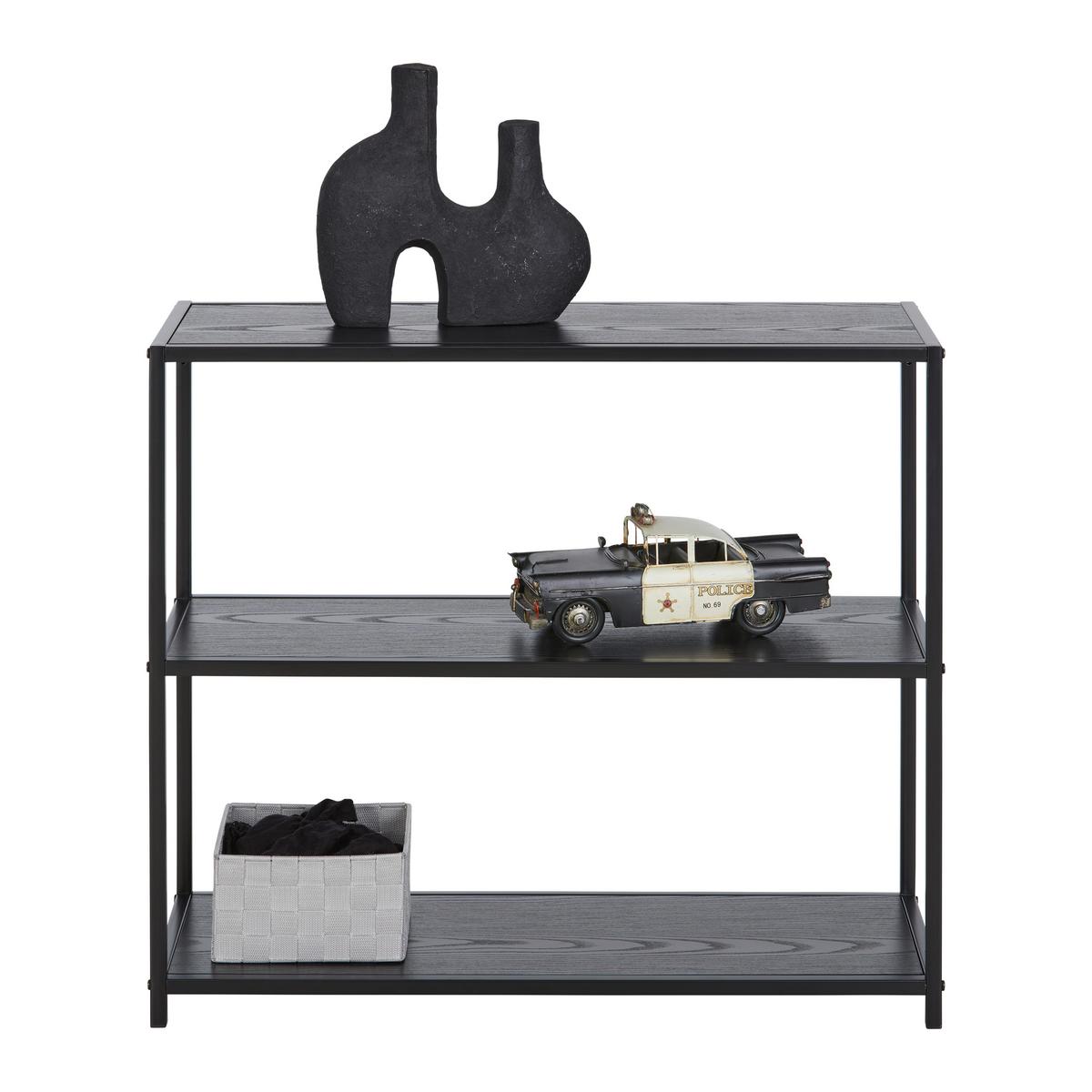 Regal Bastian černá - černá, Moderní, kov/kompozitní dřevo (77/68/30cm) - Based