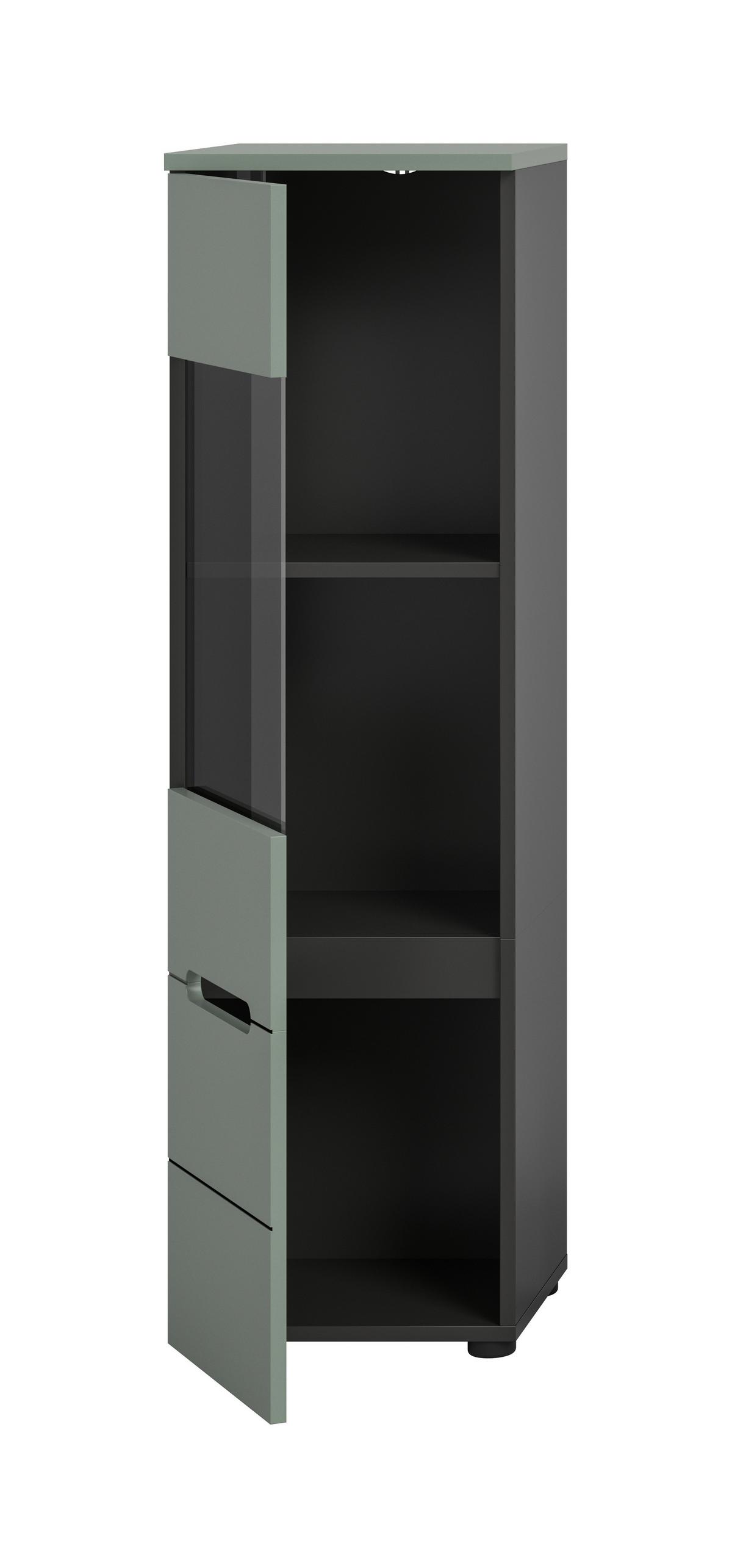 VITRINE Canu Graugrün B: 36cm - Schwarz/Graugrün, Design, Holzwerkstoff (36/125/33cm) - Livetastic