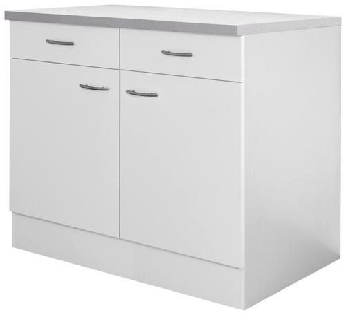 Küchenunterschrank Wito 100 cm Weiß 2 Drehtüren