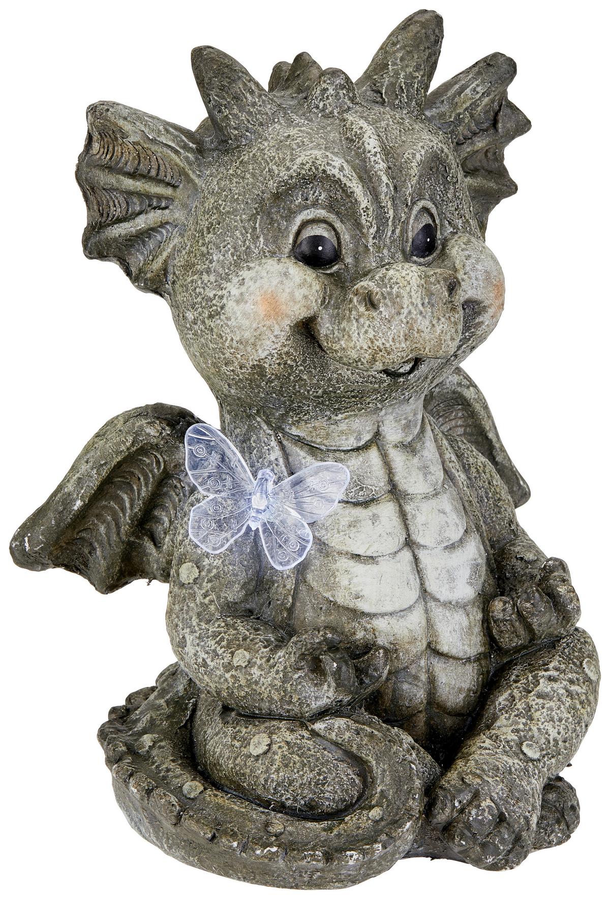 Dekodrache Barry L/b/h: Ca. 22/32,5/24 Cm - Grau, KONVENTIONELL, Stein (22/32,5/24cm) - Ondega