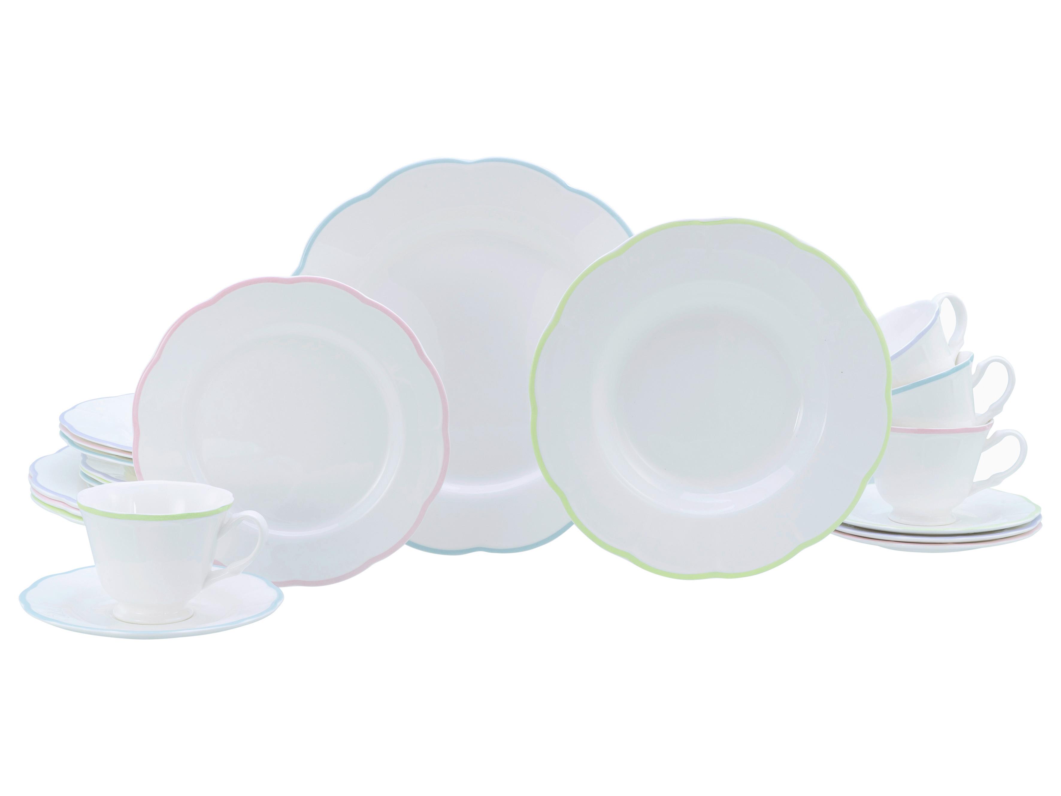 Kombiservice 20-Teilig. Steingut, multicolor - Hellrosa/Lila, Basics, Keramik - Creatable