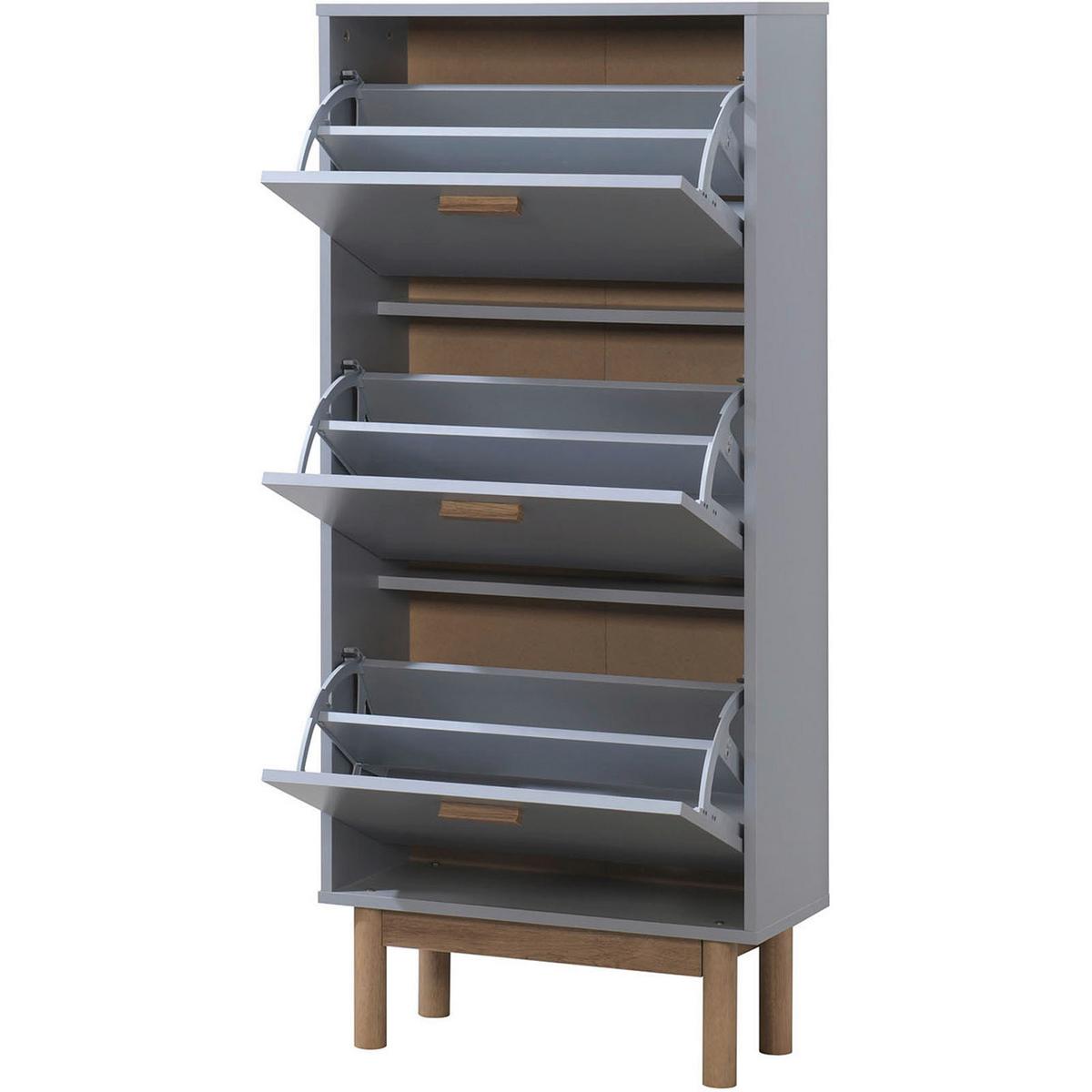 Schuhkipper Melanie Grau/ Eiche Dekor B: 58 Cm - Eichefarben/Grau, Design, Holzwerkstoff (58/131/25cm) - MID.YOU