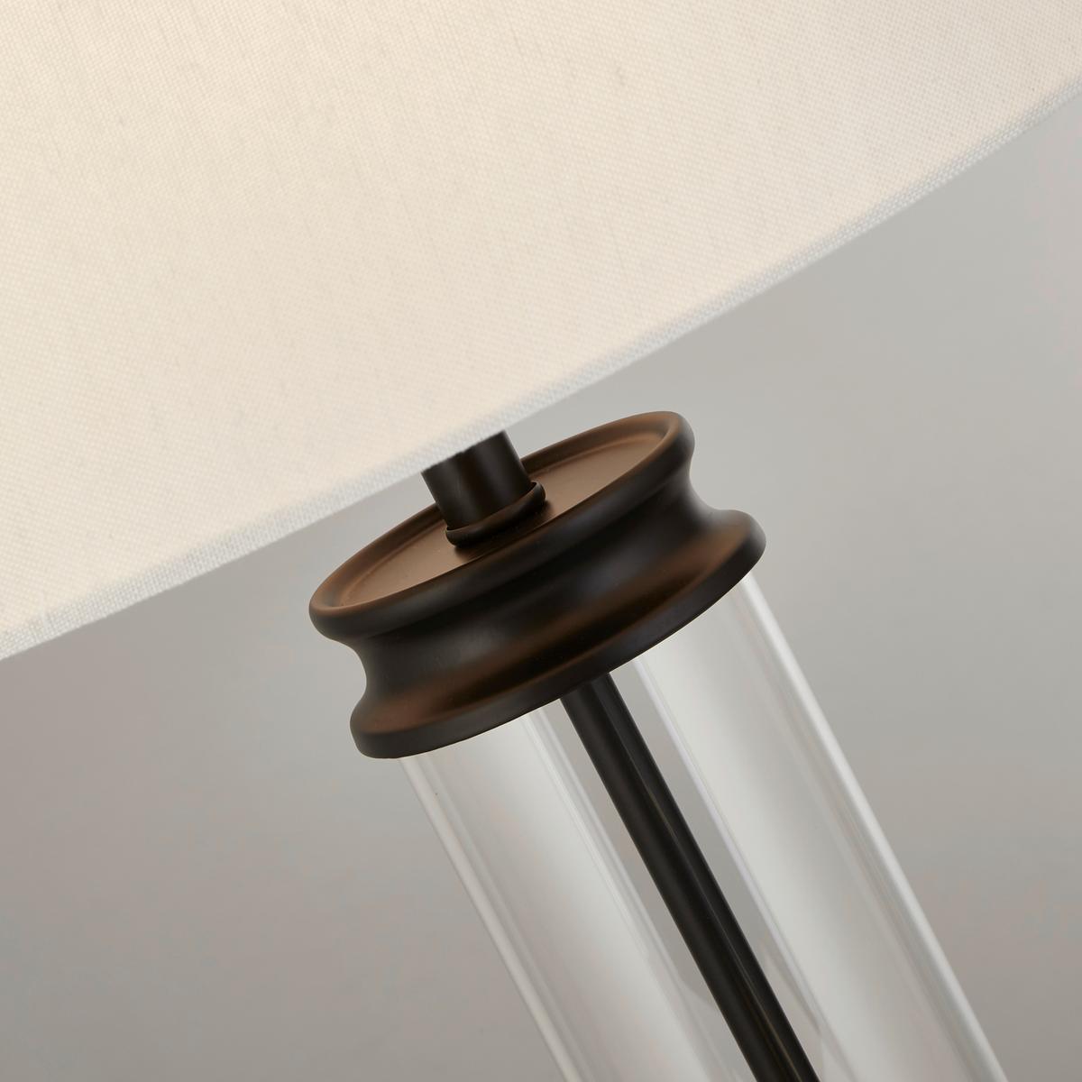 Tischleuchte Eu5141bk Pedestal - Schwarz/Weiß, KONVENTIONELL, Glas/Textil (37/62cm)
