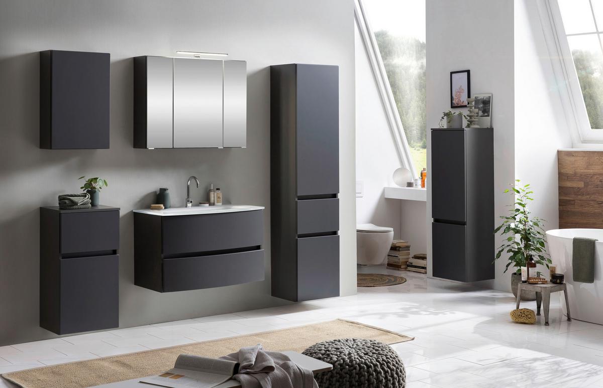 Midischrank Kopenhagen B: 40 cm Grau - Silberfarben/Grau, KONVENTIONELL, Holzwerkstoff (40/130/35cm) - Held