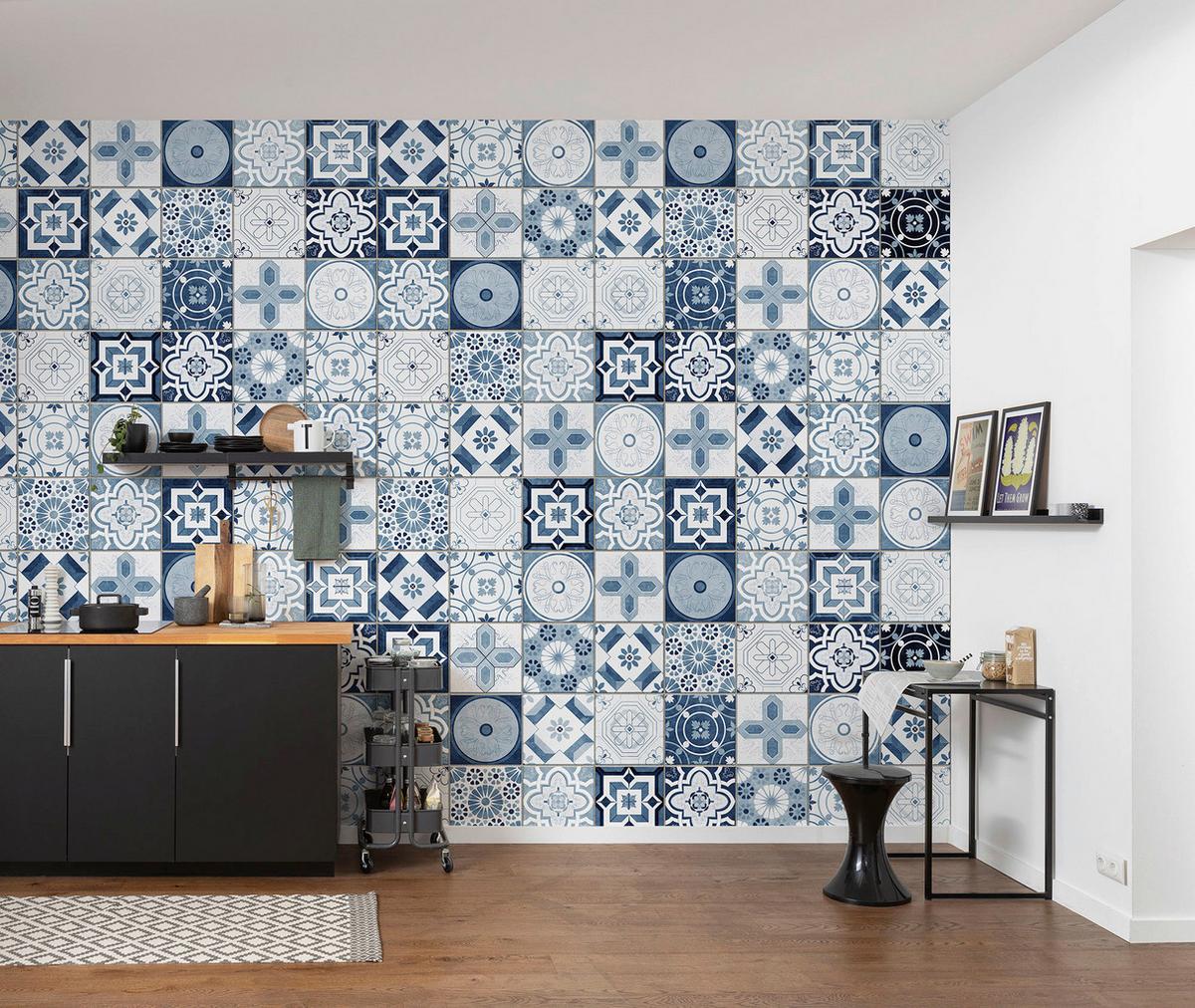 Vliestapete Palazzo Preferito - Blau/Weiß, Basics (400/250cm) - Komar