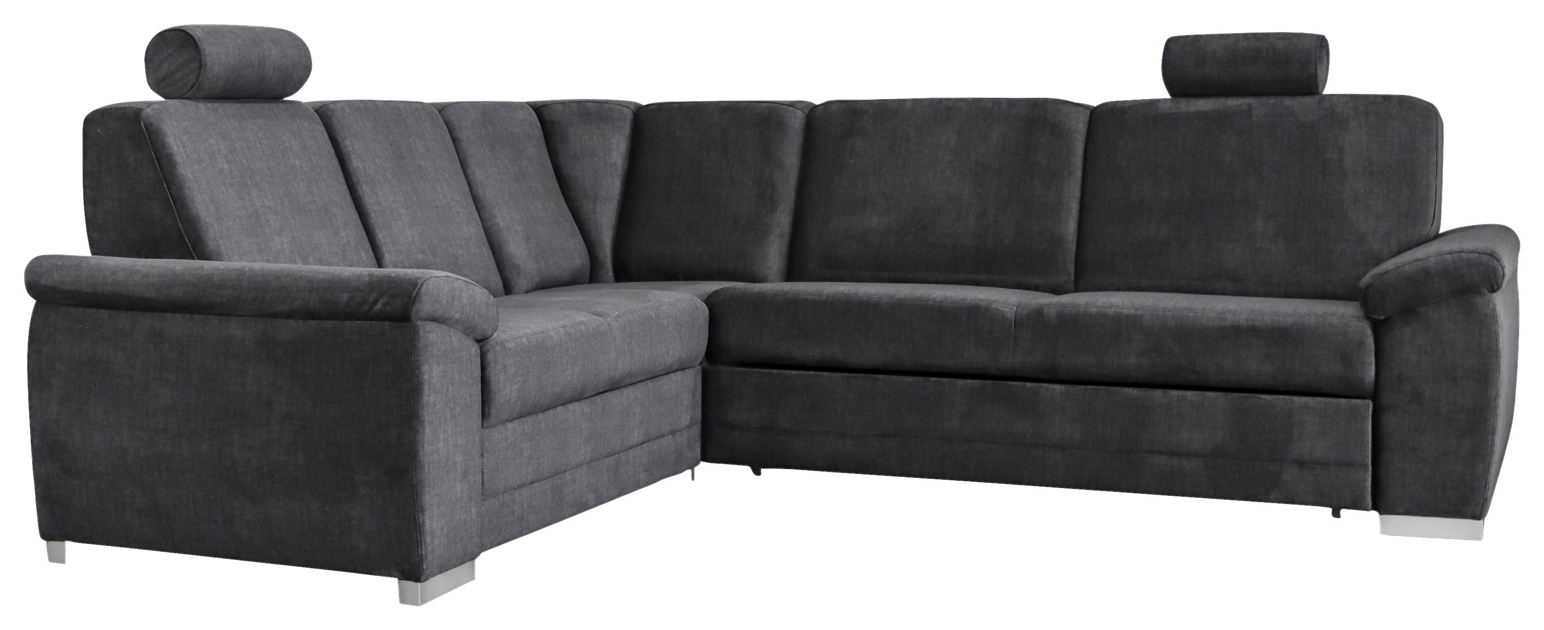Sedací souprava SAVA, levá, grafitová,lůžko,2xpodhlavník - barvy stříbra/barvy grafitu, Konvenční, dřevo/textil (212/262cm)