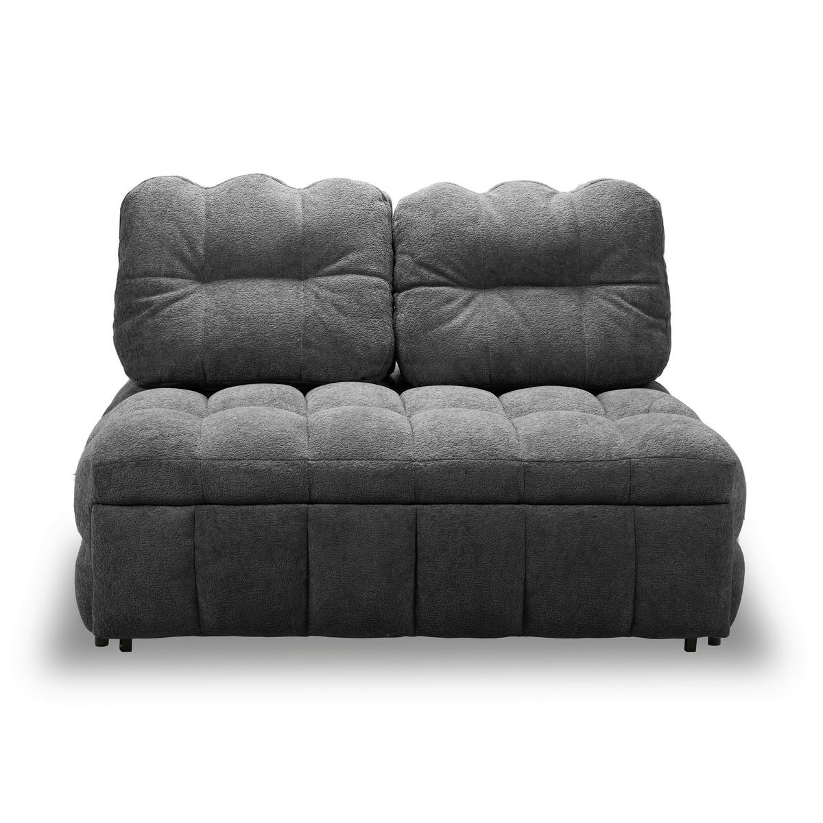 Rozkládací pohovka LIARA, tmavě šedá, 2-dílná sada - černá/tmavě šedá, Moderní, kov/dřevo (137/87/110cm) - Bessagi Home