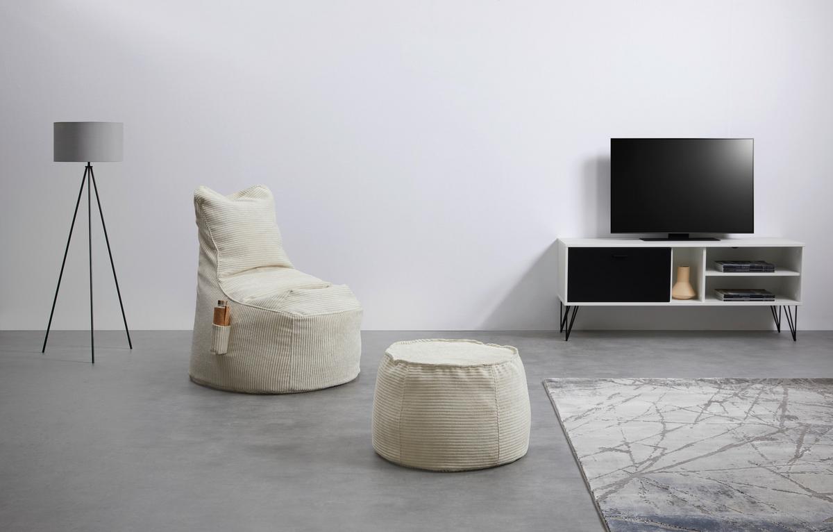 Taburet LUCYLLA, béžový manšestr - béžová, Moderní, textil (60/60/38cm) - Mömax