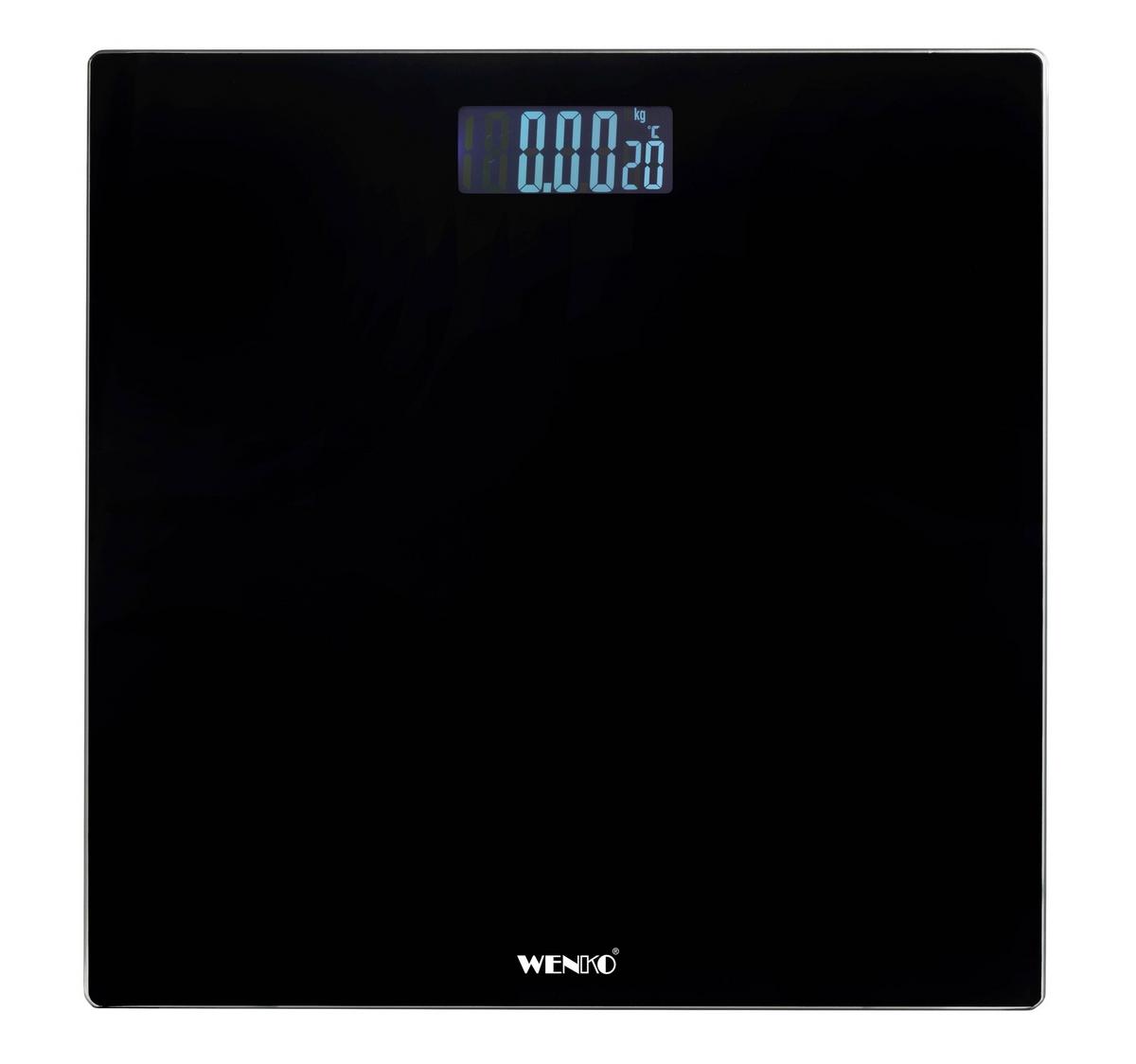 Personenwaage Digital Bis 180 Kg - Schwarz, KONVENTIONELL, Glas/Kunststoff (28/2,2/28cm) - Wenko