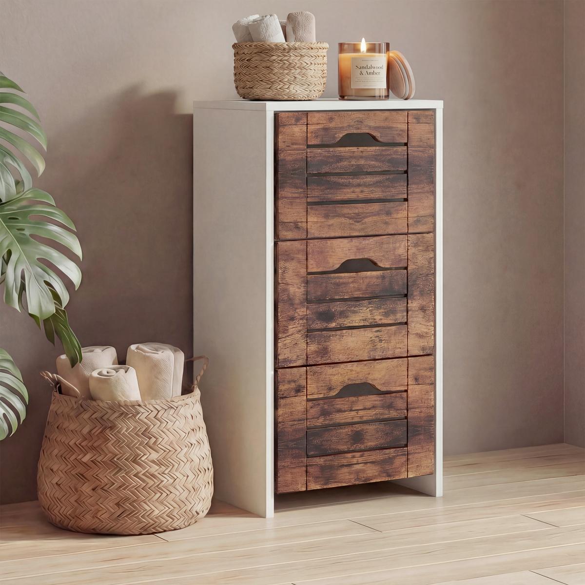 Midischrank Flonali Weiß/Eichefarben B: 38cm - Eichefarben/Weiß, Trend, Holzwerkstoff (38/76/28cm) - MID.YOU