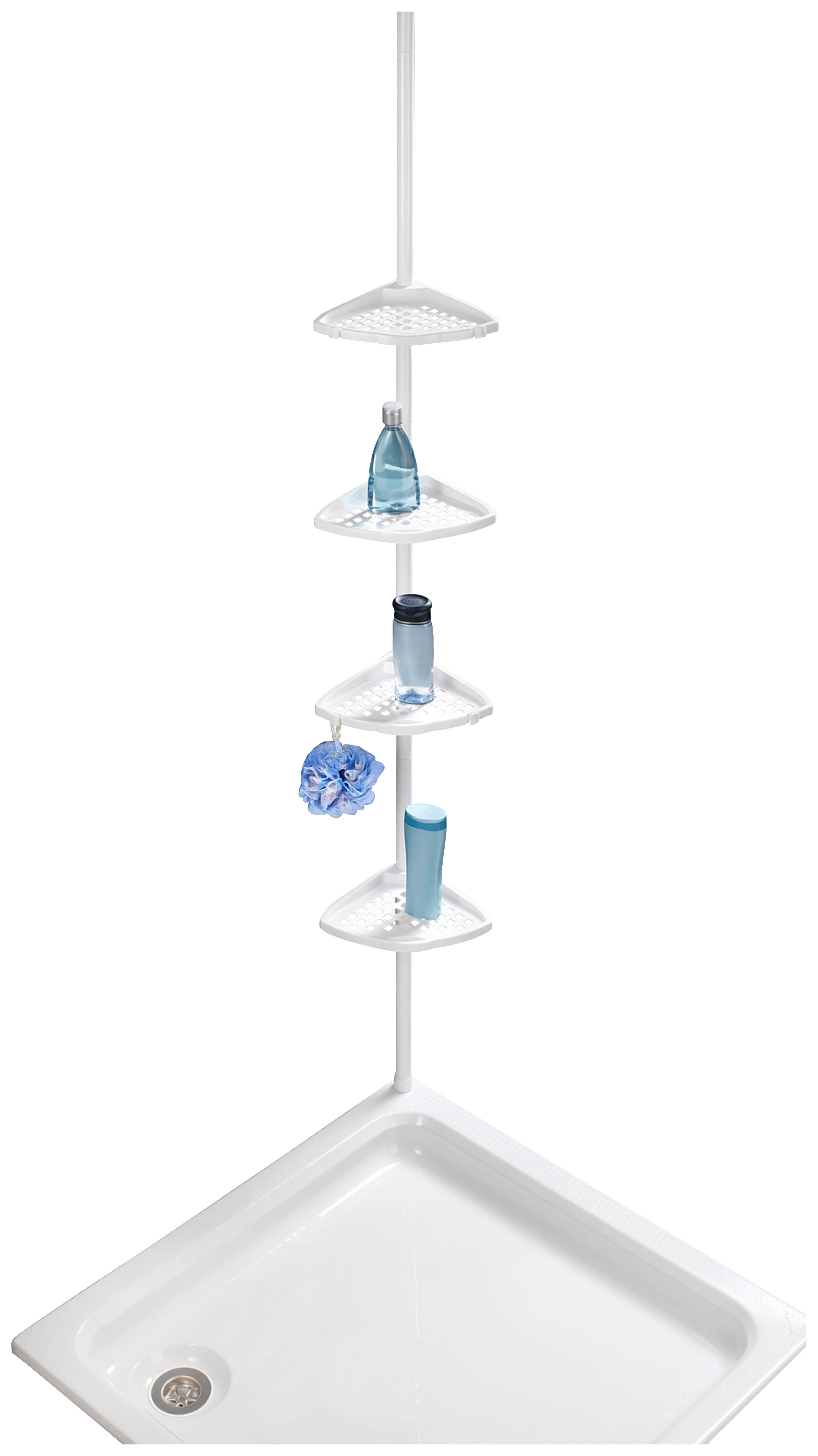 Badezimmerregal Mit 4 Ablageflächen 19,5 Cm Weiß - Weiß, KONVENTIONELL, Metall (19,5/85/26cm) - Wenko