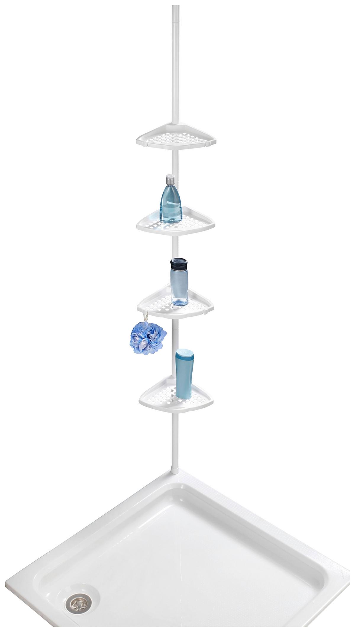 Badezimmerregal Mit 4 Ablageflächen 19,5 Cm Weiß - Weiß, KONVENTIONELL, Metall (19,5/85/26cm) - Wenko