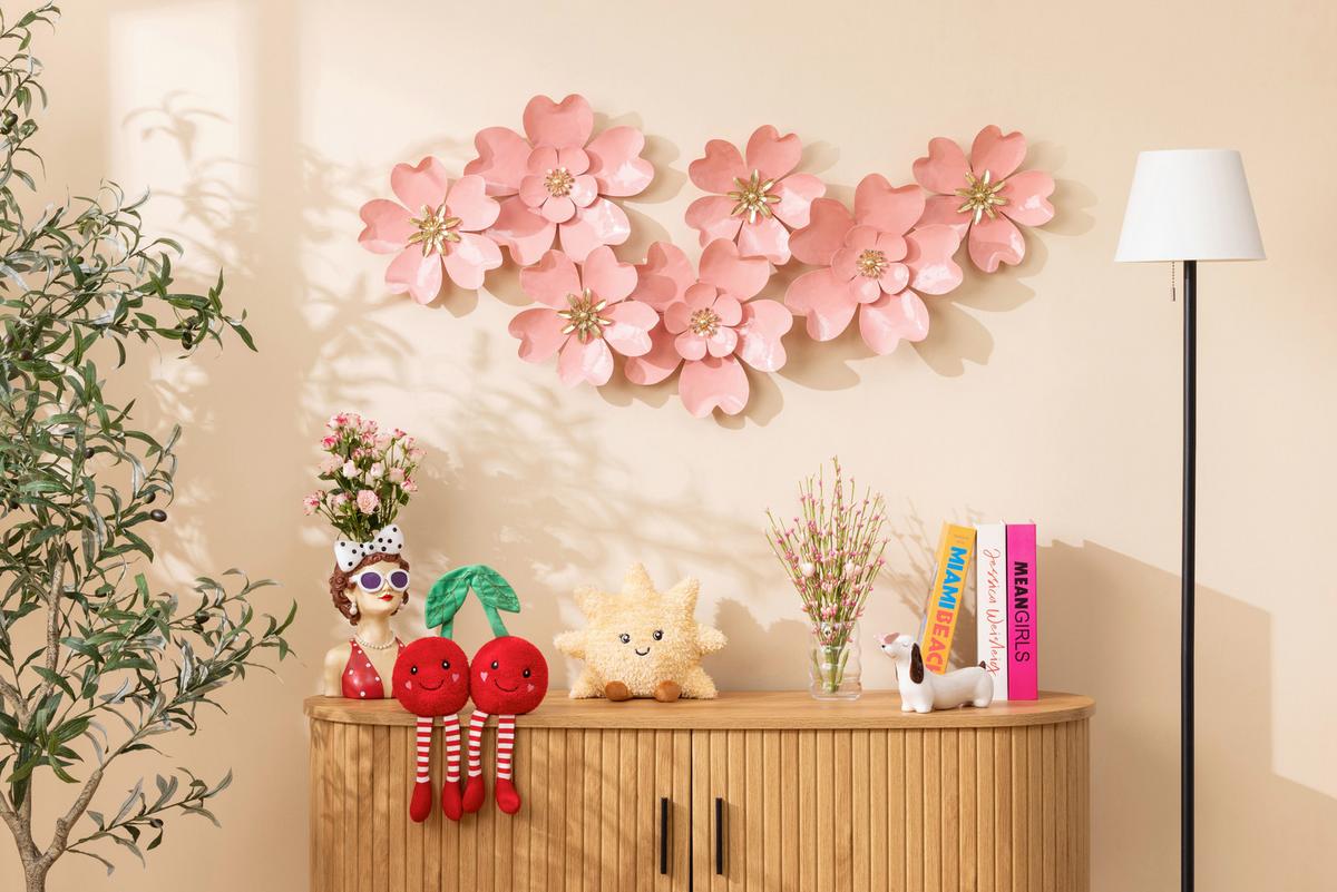 Wanddeko Rosa - Pink/Goldfarben, KONVENTIONELL, Metall (108/7/50cm) - Luca Bessoni