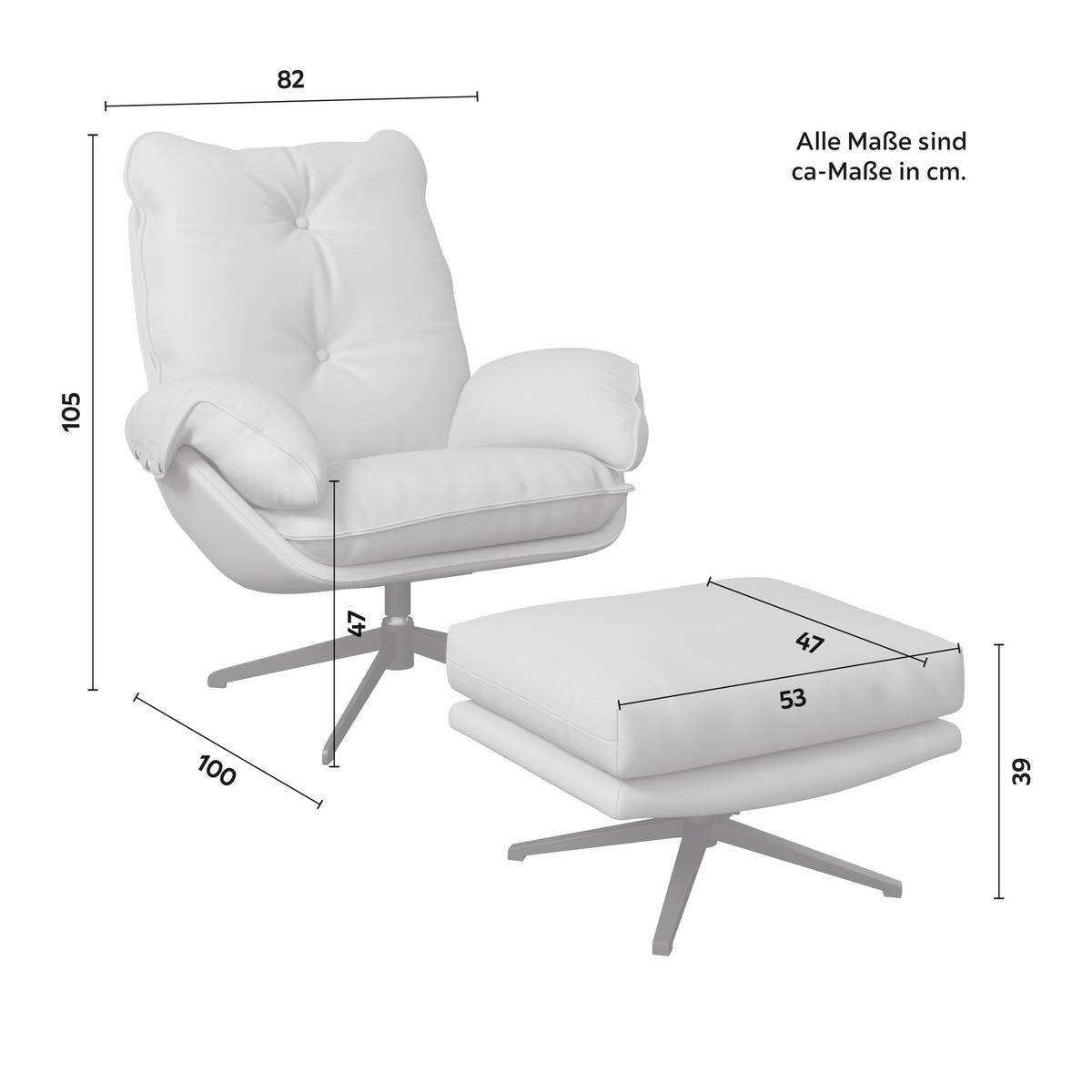 Relaxační křeslo ANDREA, béžová, s taburetem - černá/béžová, Moderní, kov/dřevo (82/105/100cm) - Bessagi Home