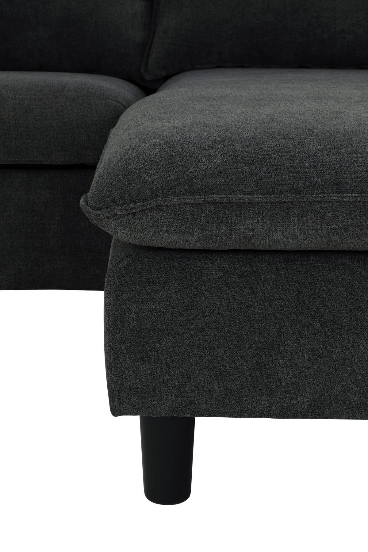 Ecksofa Milly - Dunkelgrau/Schwarz, MODERN, Textil (207/138cm) - P & B