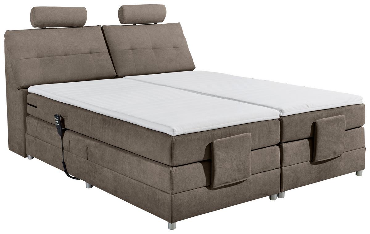 Boxspringbett mit Topper Elektrisch 180x200 cm Palermo - Silberfarben/Braun, MODERN, Holzwerkstoff/Textil (180/200cm) - MID.YOU