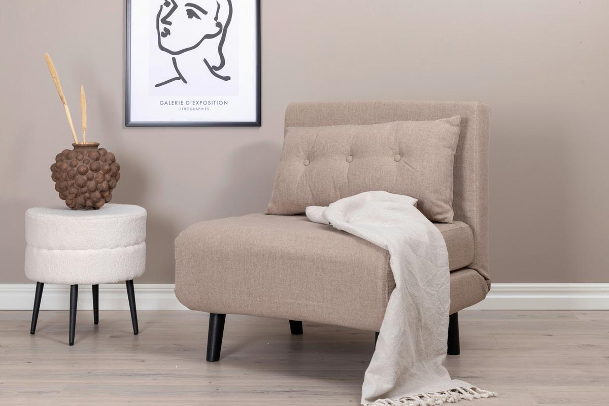 Schlafsessel Vicky - Beige/Schwarz, Design, Textil/Metall (70/88/80cm) - Livetastic