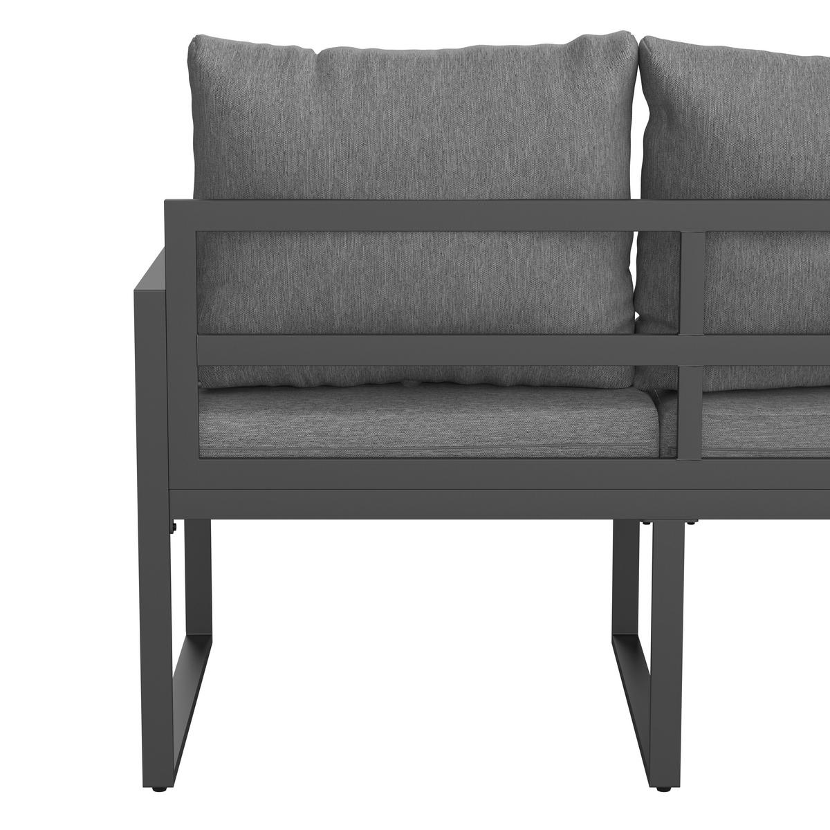 Lounge-garnitúra Leon - szürke, Modern, Üveg/fém (176/239cm) - Beldano